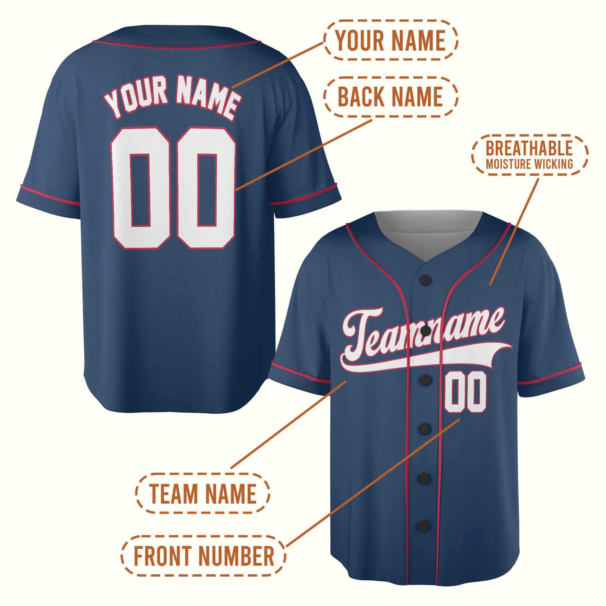 Custom Baseball Jersey With Team Name Number Logo