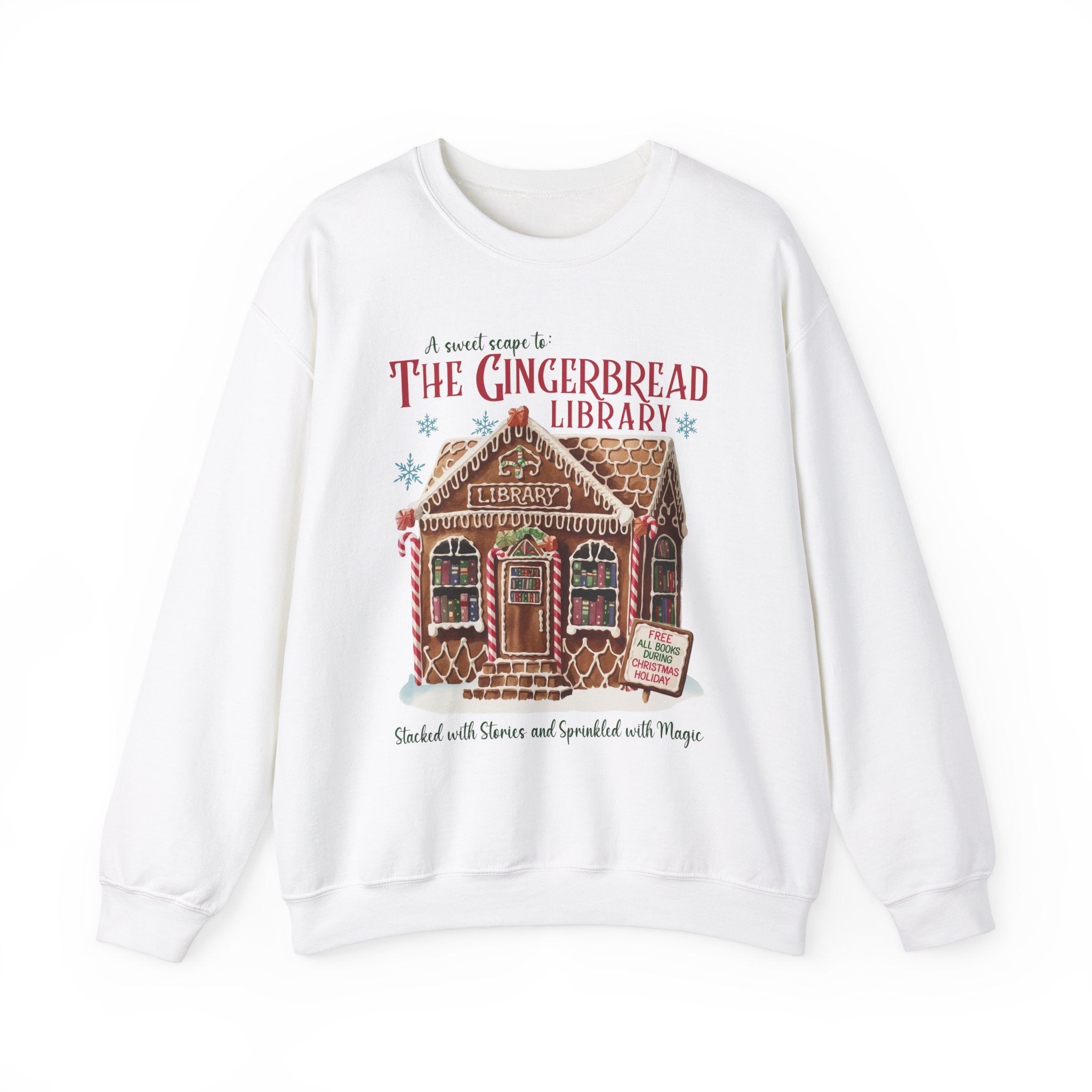 Gingerbread Library Christmas Sweatshirt