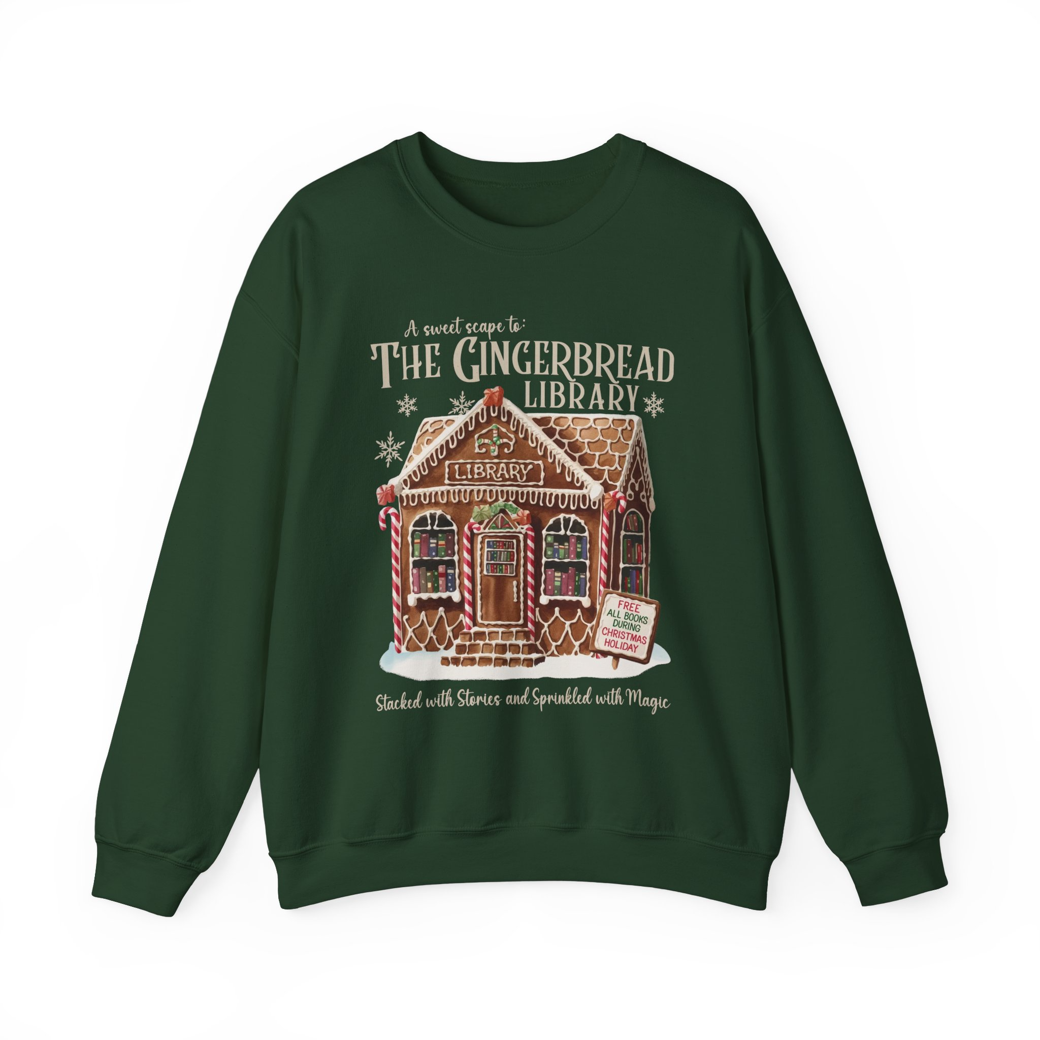 Gingerbread Library Christmas Sweatshirt