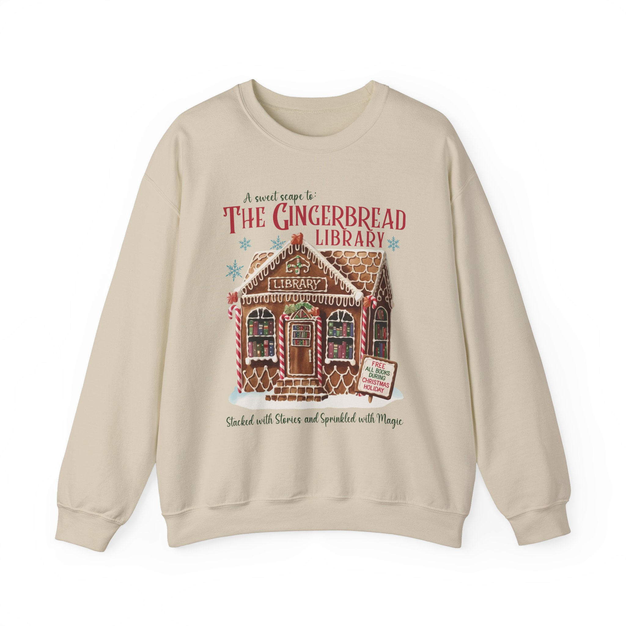 Gingerbread Library Christmas Sweatshirt