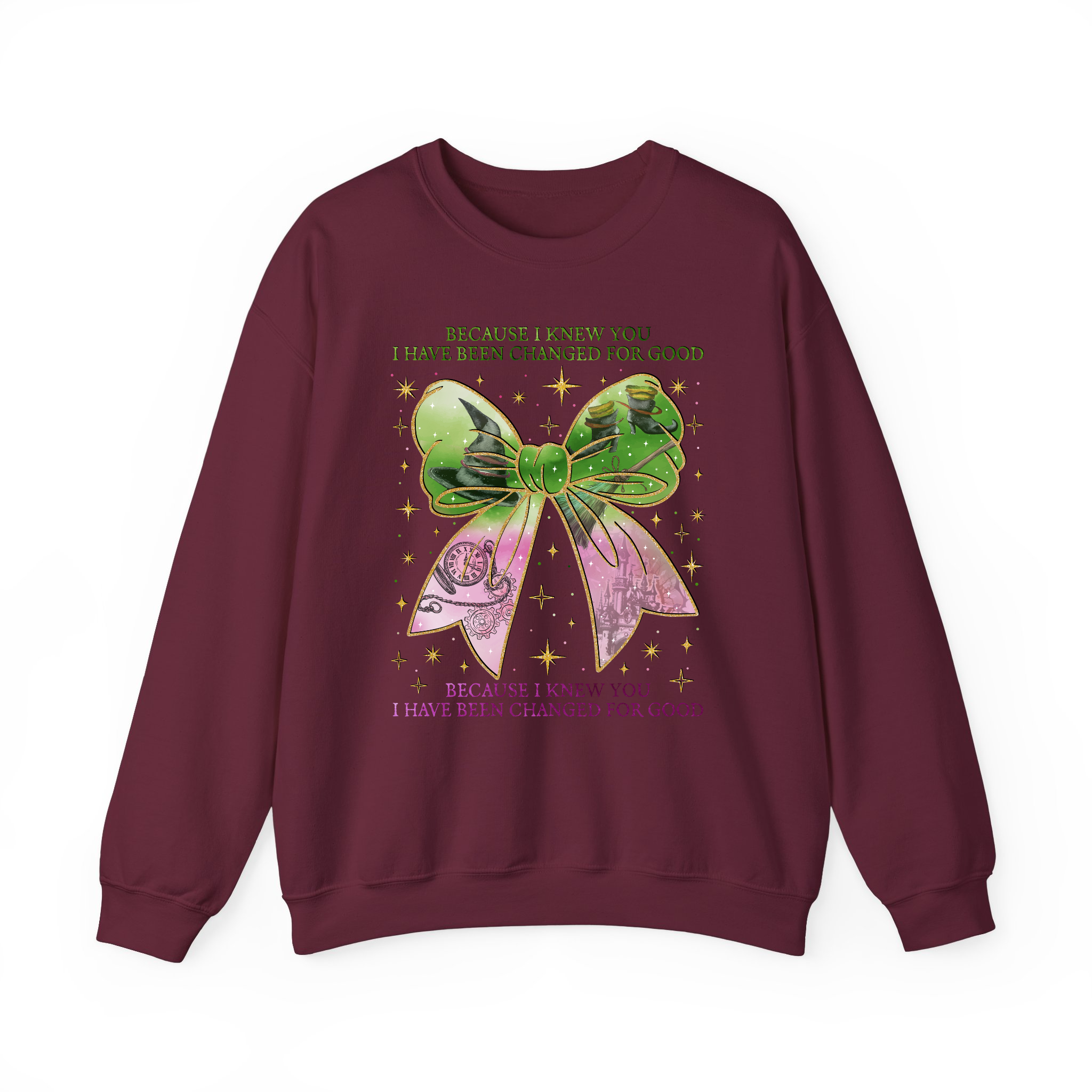 Pretty Pink And Green Coquette Changed For Good Witch Sweatshirt