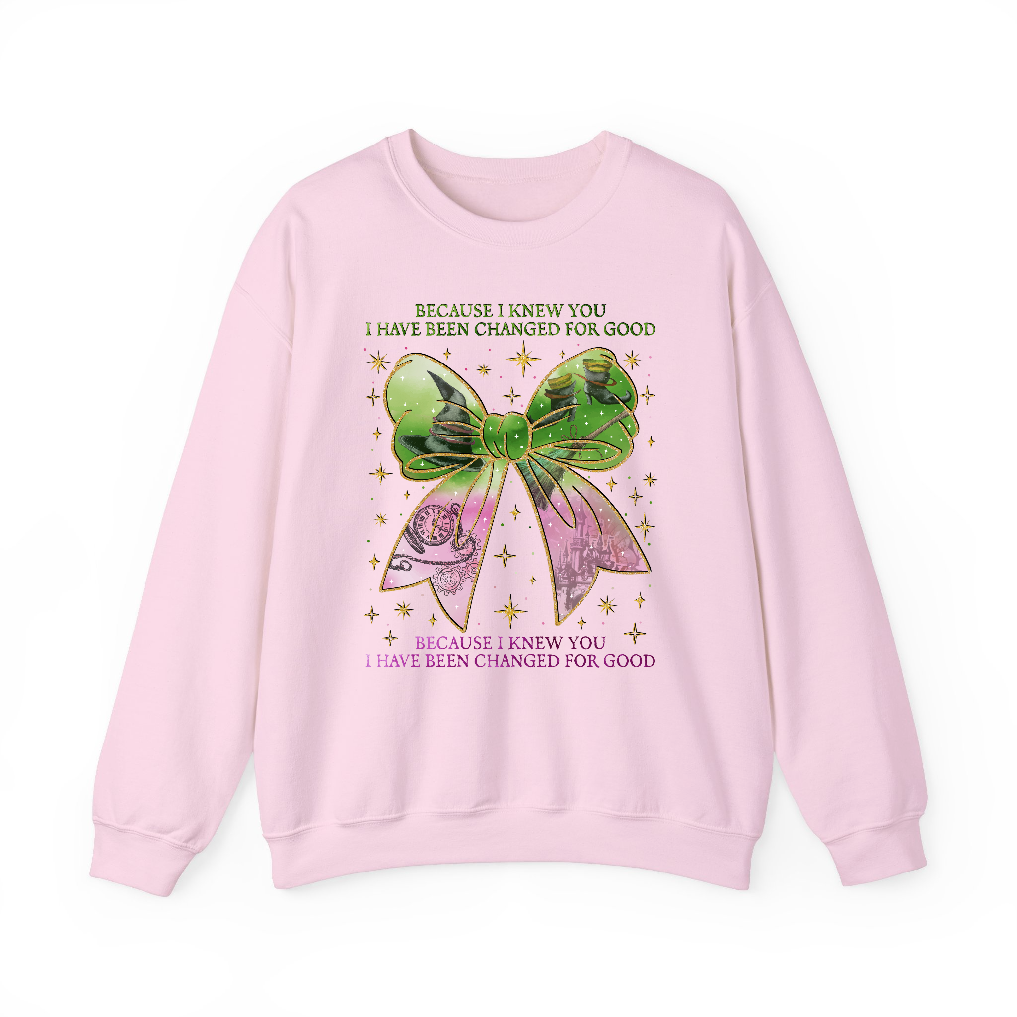 Pretty Pink And Green Coquette Changed For Good Witch Sweatshirt