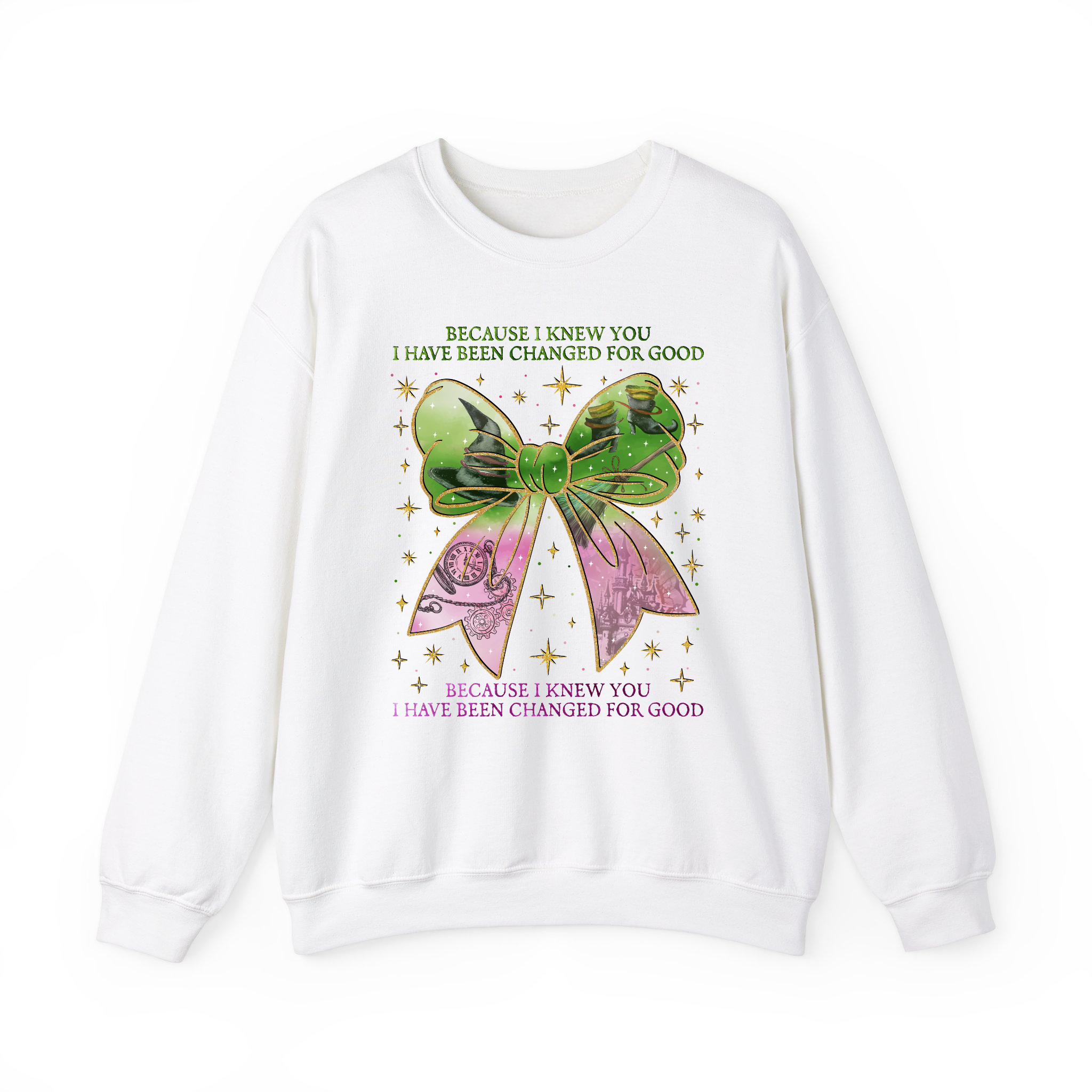 Pretty Pink And Green Coquette Changed For Good Witch Sweatshirt