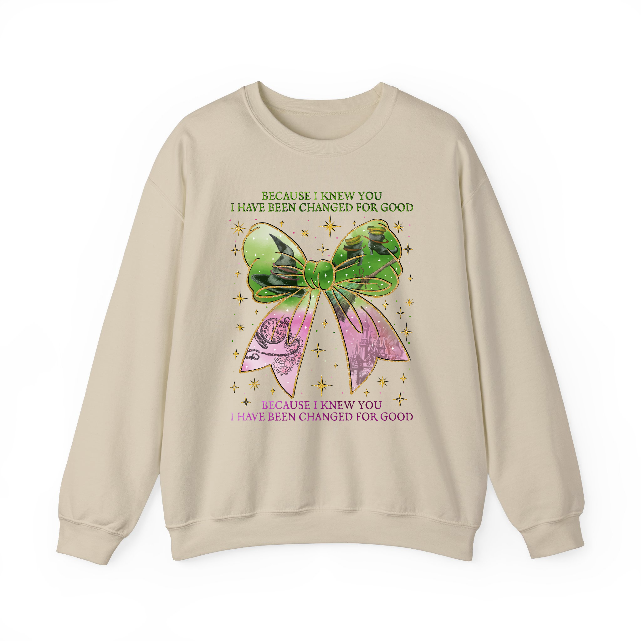 Pretty Pink And Green Coquette Changed For Good Witch Sweatshirt