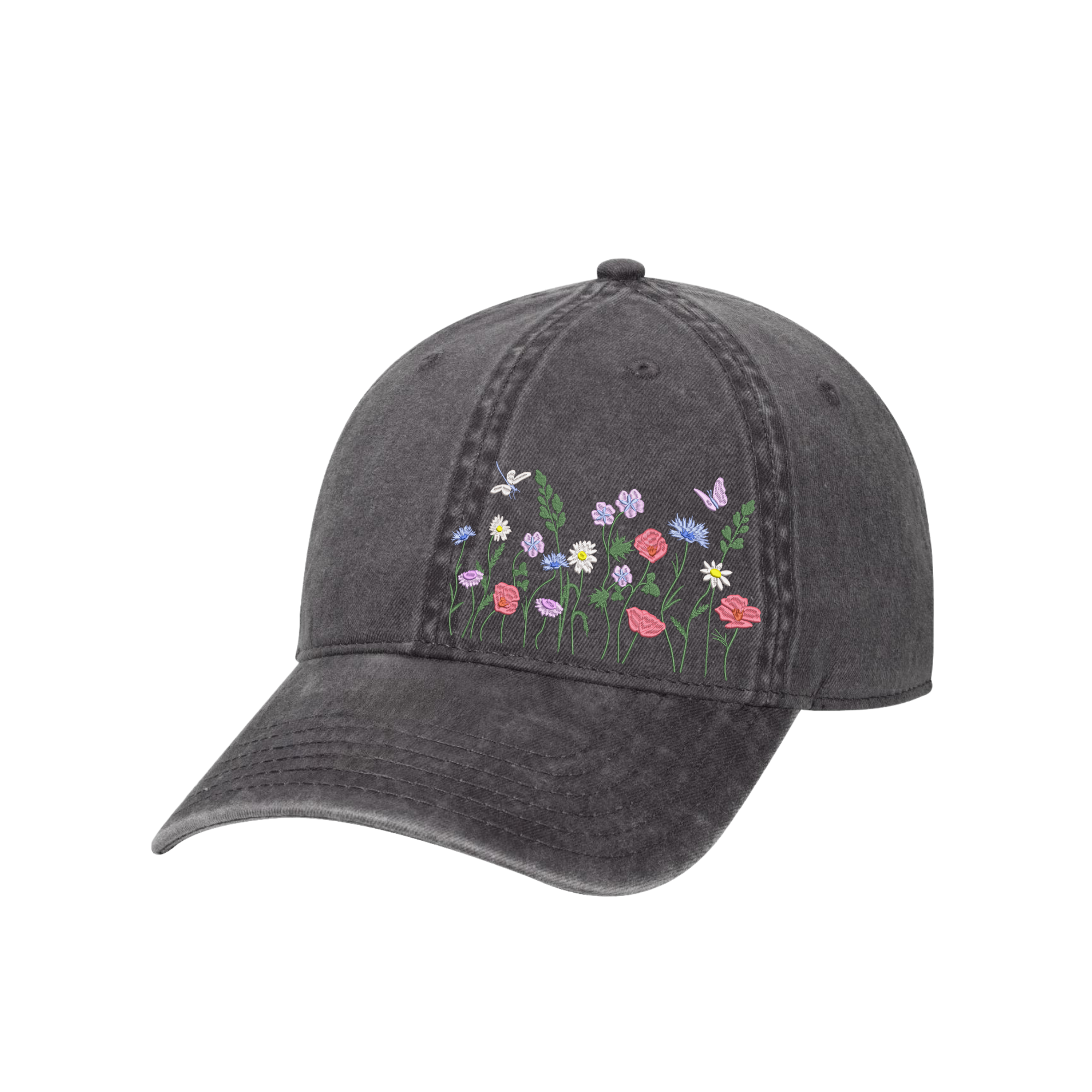 Wildflowers Garden Embroidered Hat, Vintage Hat for Girls