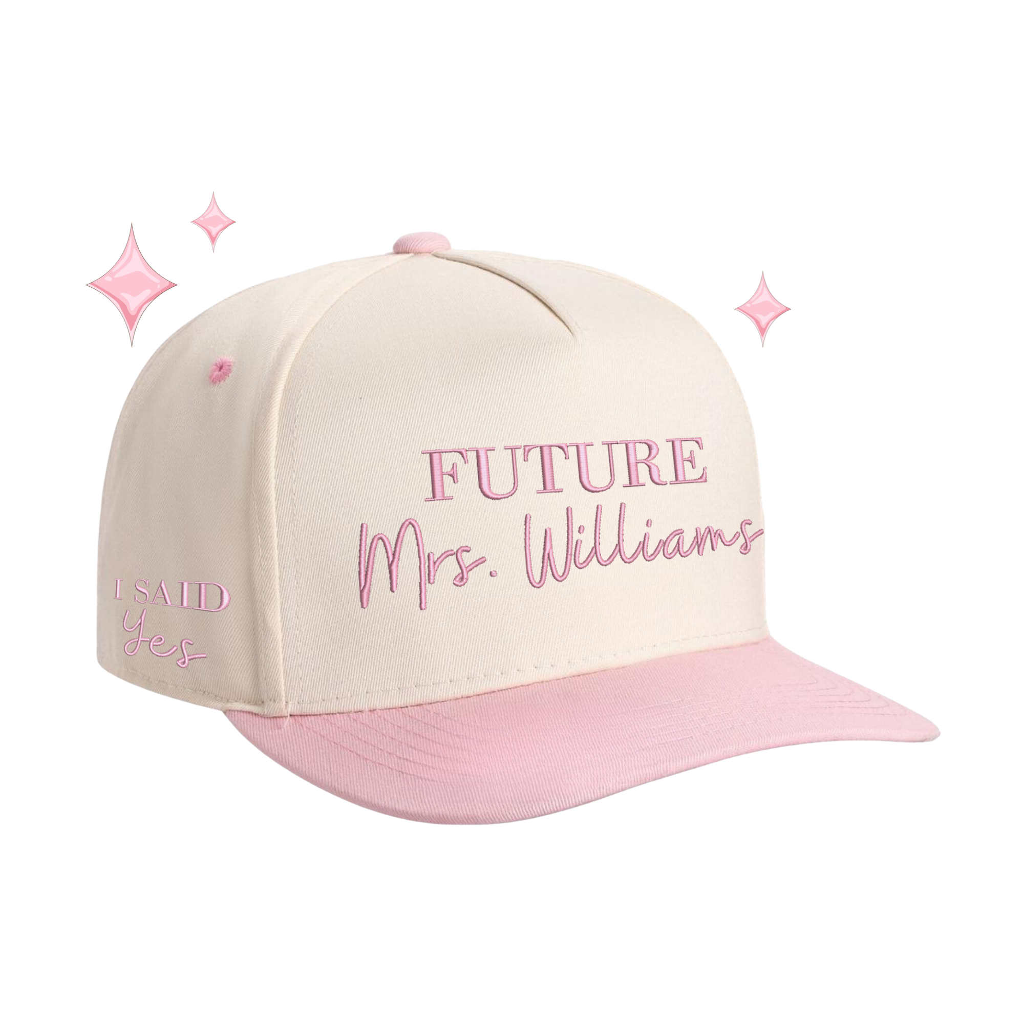 Personalized Name Future Mrs I Said Yes 2-Tone Embroidered Hat, Engagement Gift