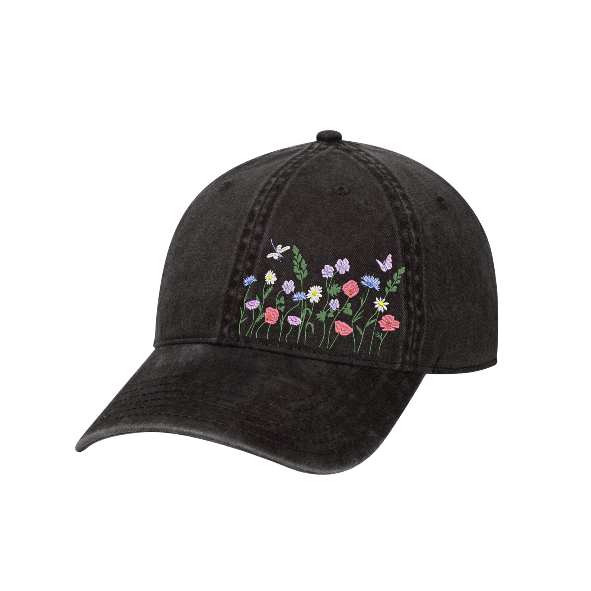 Wildflowers Garden Embroidered Hat, Vintage Hat for Girls