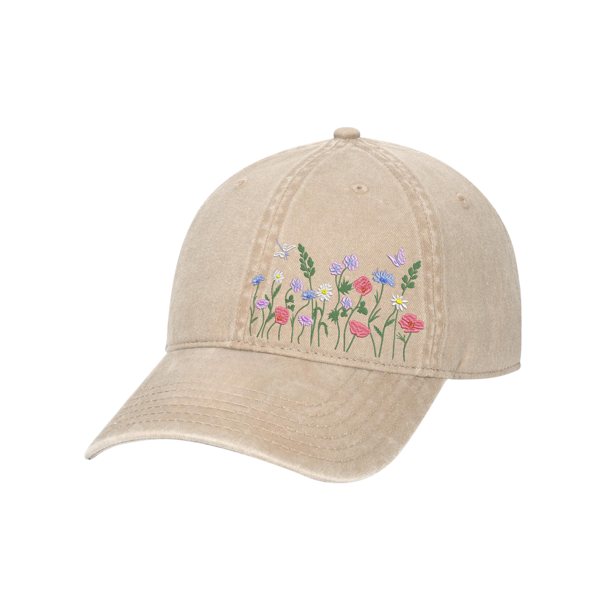 Wildflowers Garden Embroidered Hat, Vintage Hat for Girls