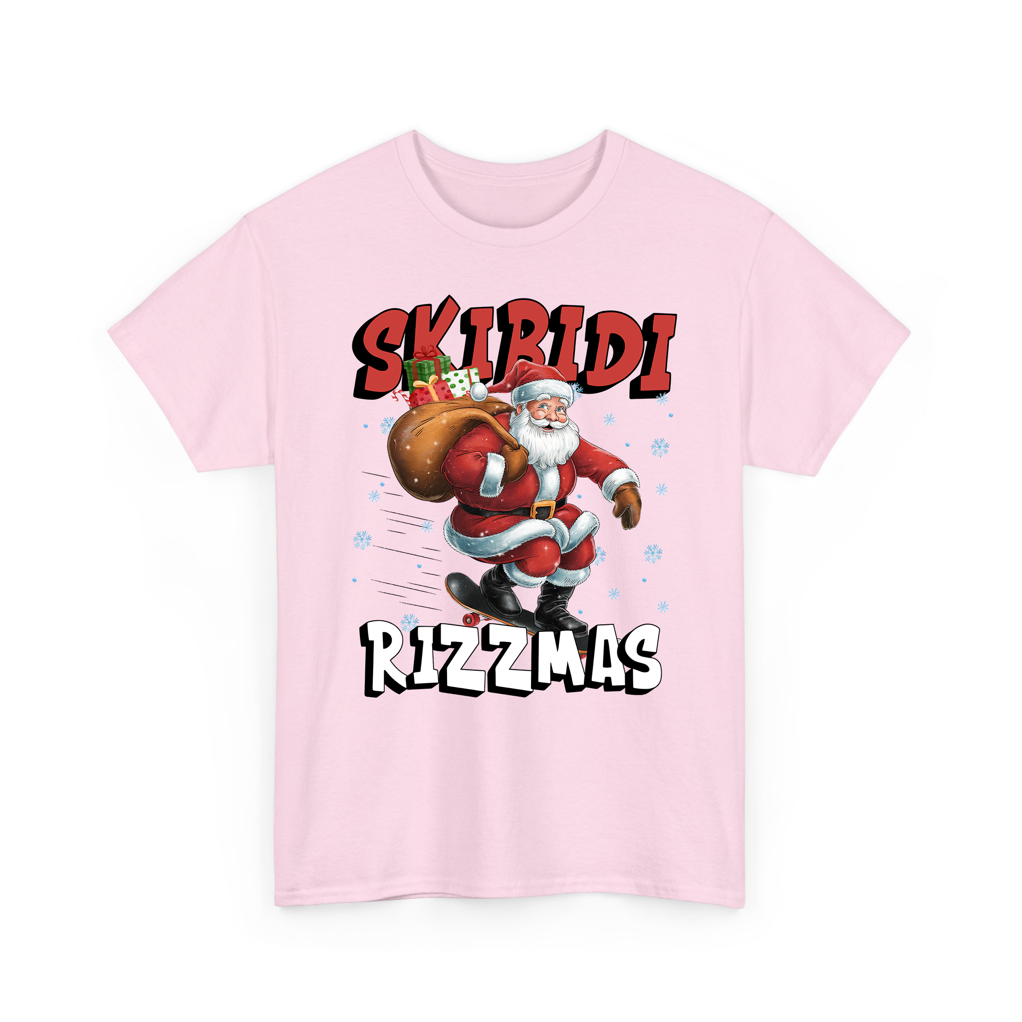 Skibidi Rizzmas Santa Claus Playing Skateboard Funny Christmas T-Shirt