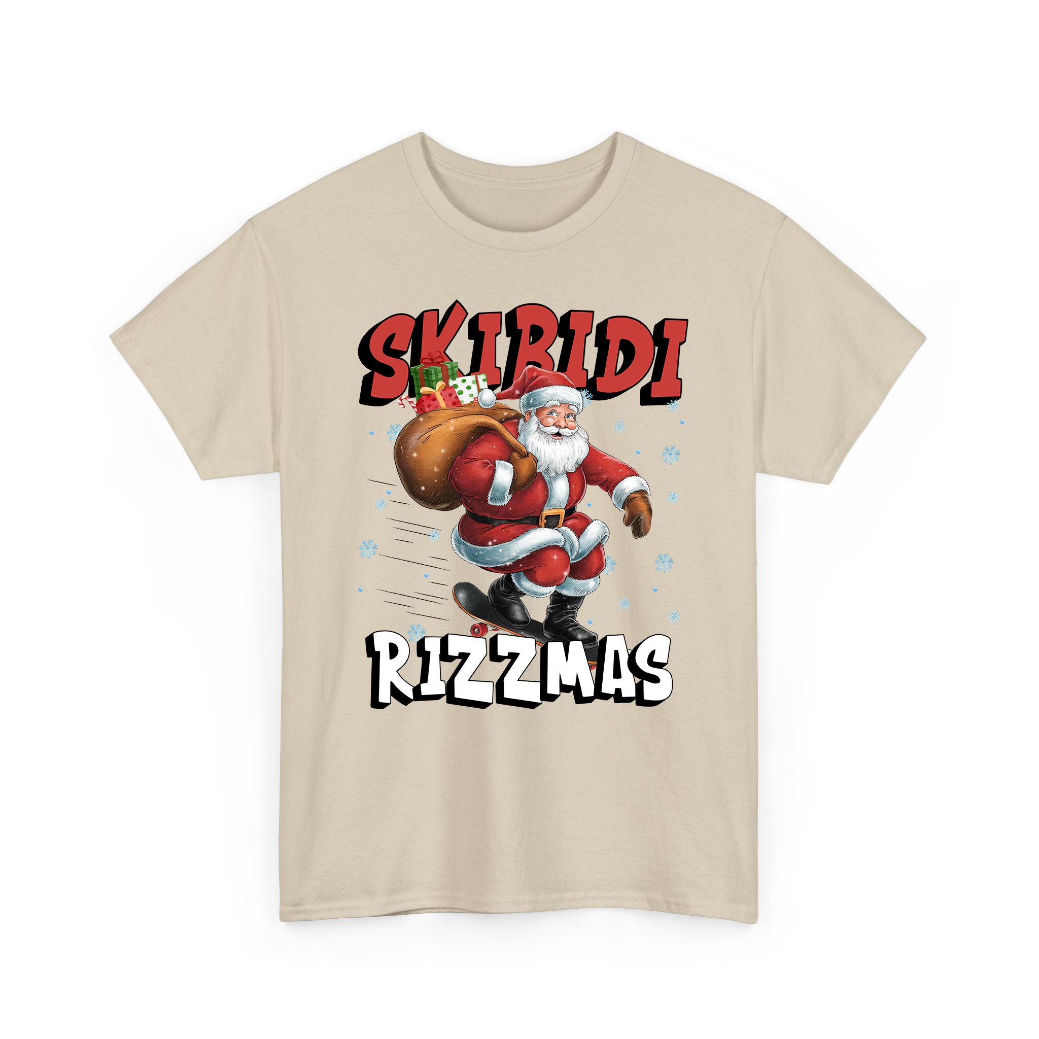 Skibidi Rizzmas Santa Claus Playing Skateboard Funny Christmas T-Shirt