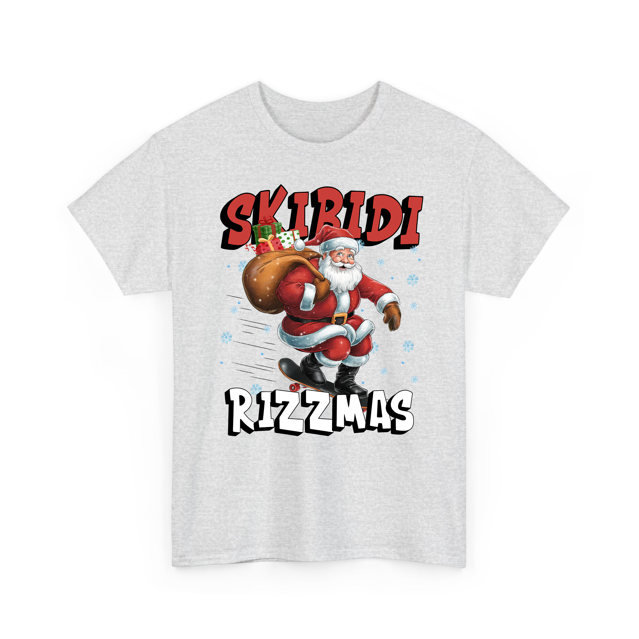 Skibidi Rizzmas Santa Claus Playing Skateboard Funny Christmas T-Shirt