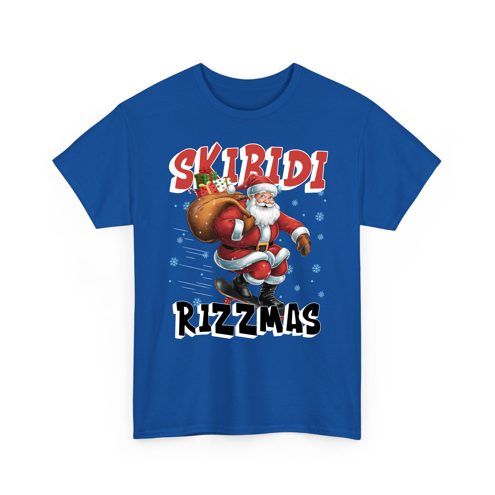 Skibidi Rizzmas Santa Claus Playing Skateboard Funny Christmas T-Shirt