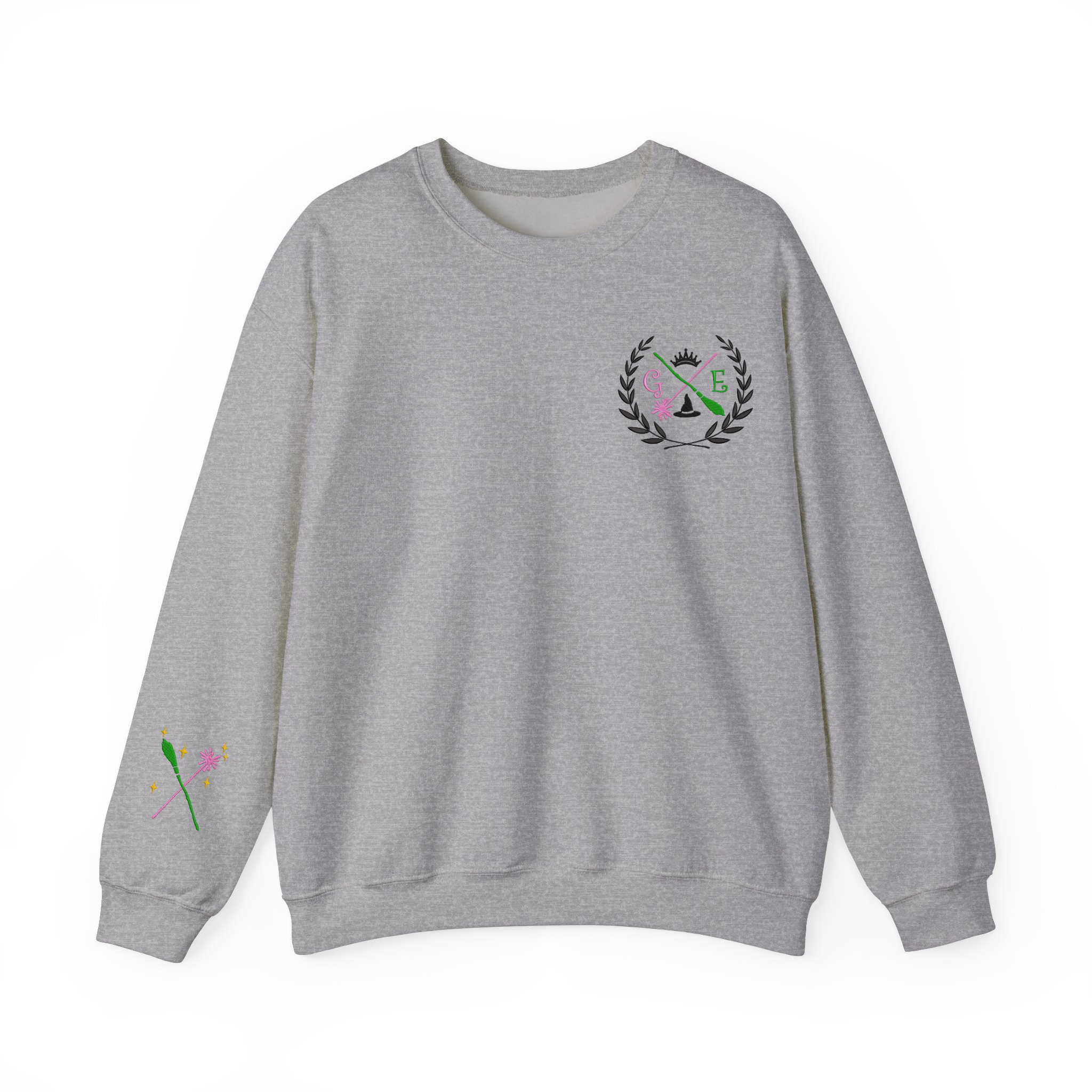 Pink and Green E & G Shiz Wizard University Embroidered Sweatshirt, Gift for Musical Movie Fan