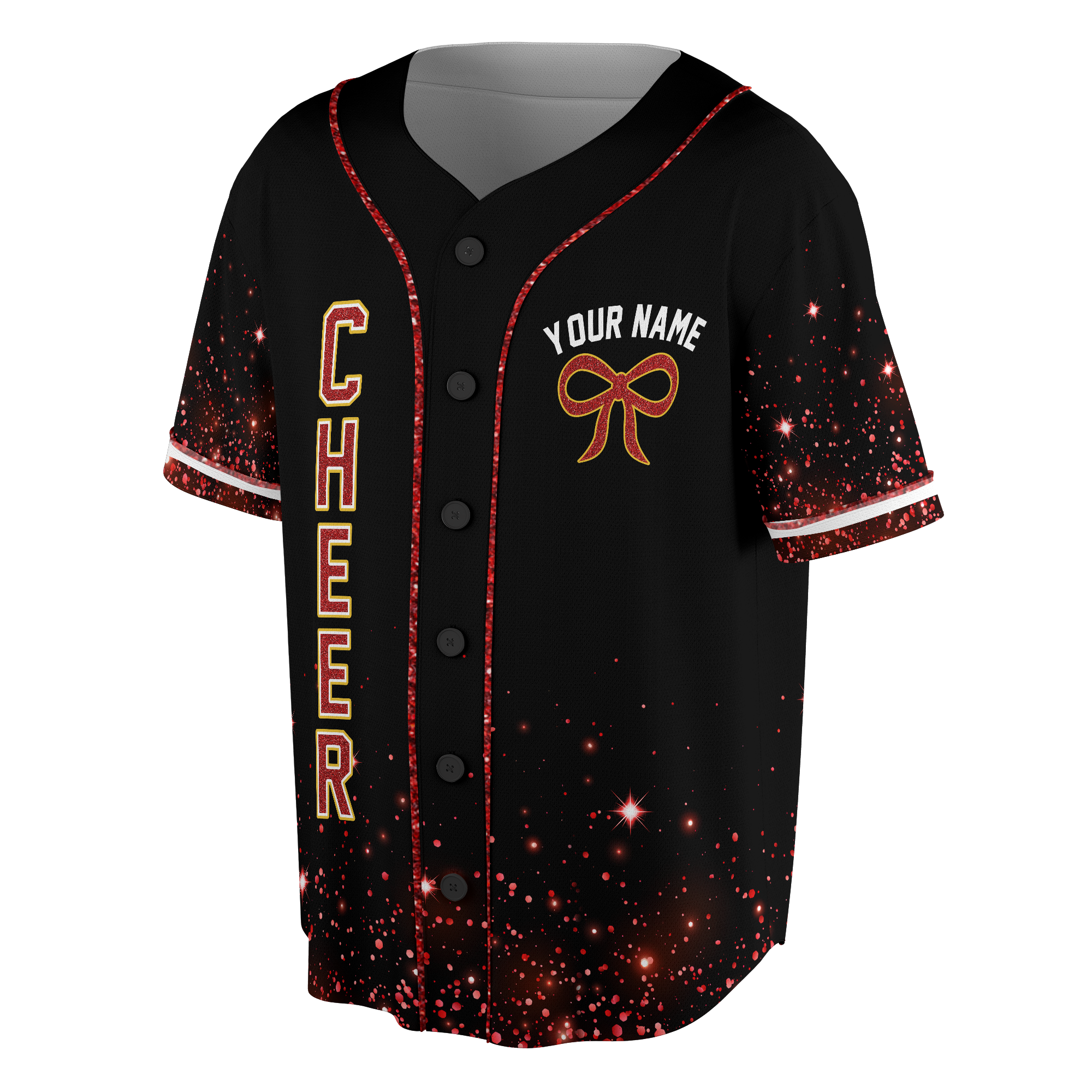 Custom Team Glitter Cheer Baseball Jersey