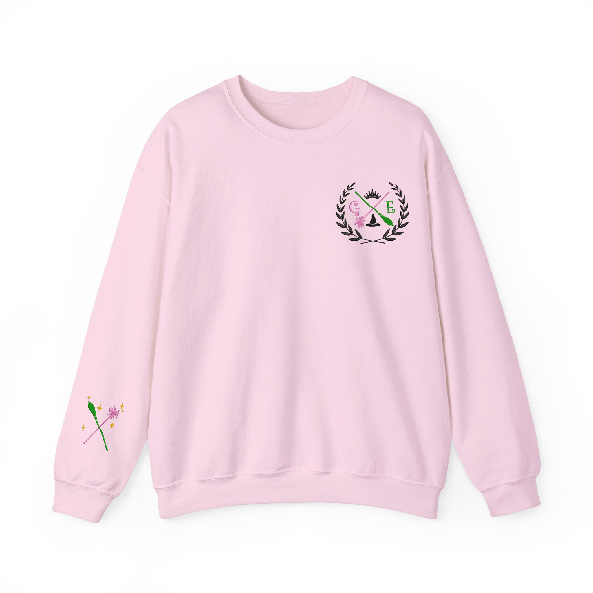 Pink and Green E & G Shiz Wizard University Embroidered Sweatshirt, Gift for Musical Movie Fan