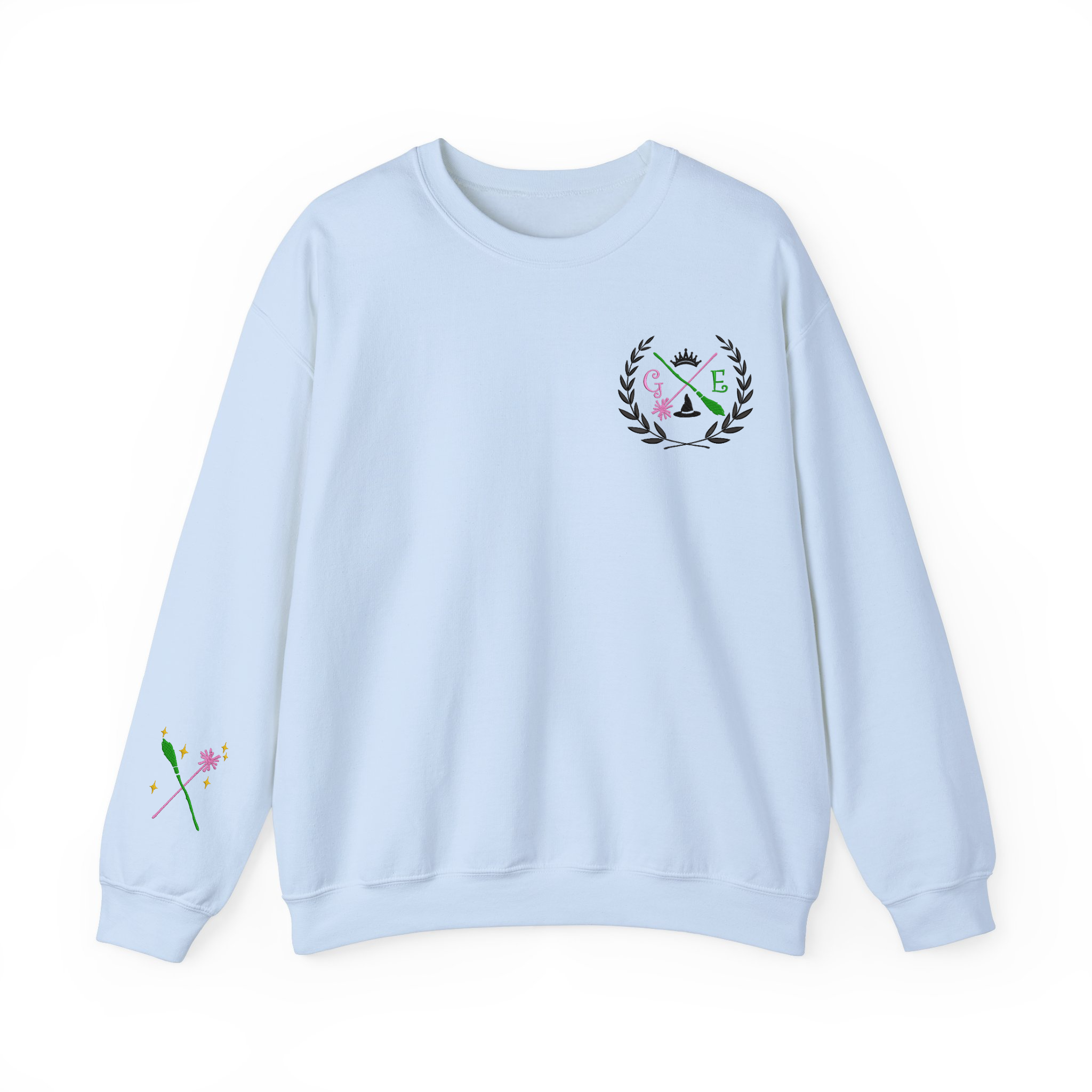 Pink and Green E & G Shiz Wizard University Embroidered Sweatshirt, Gift for Musical Movie Fan