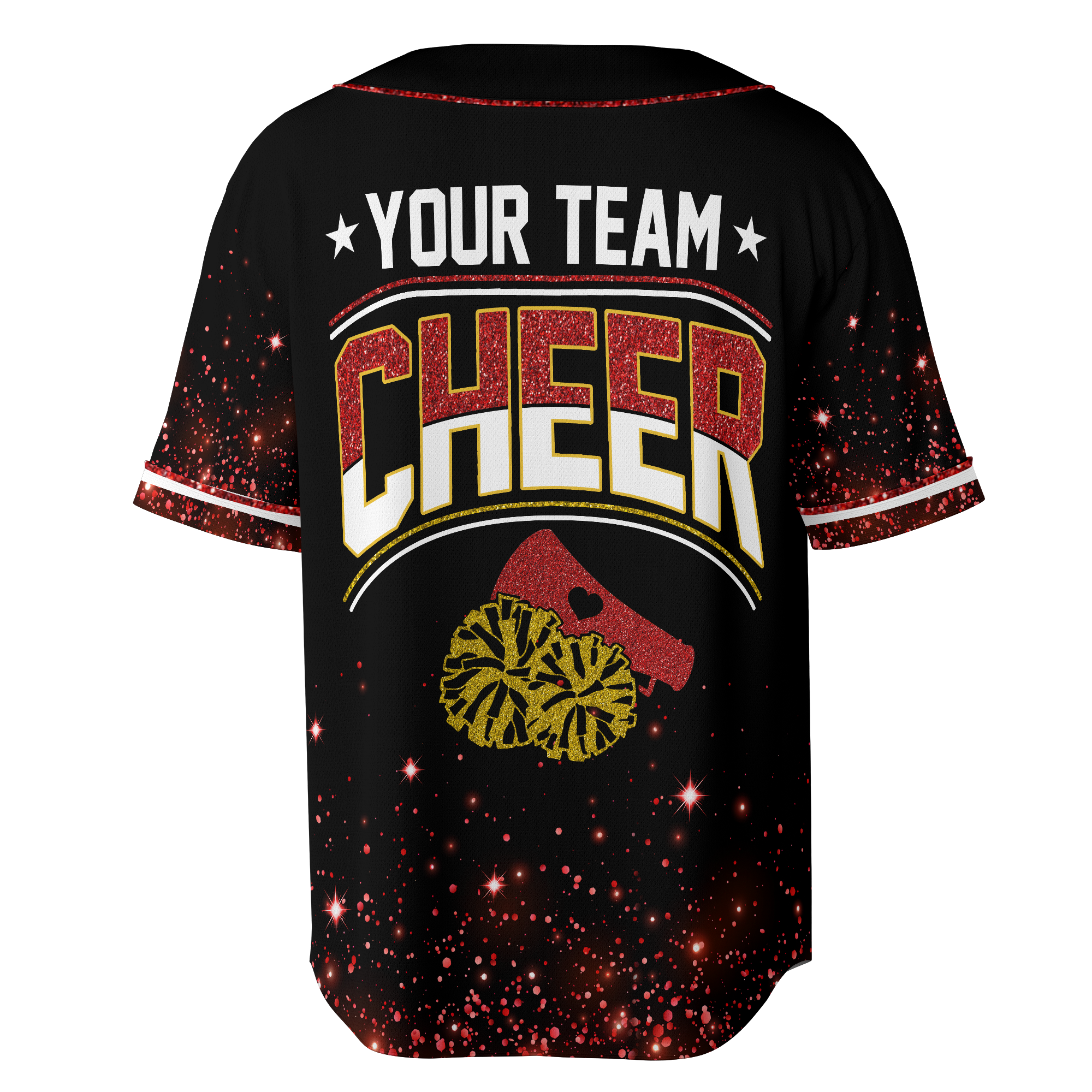 Custom Team Glitter Cheer Baseball Jersey