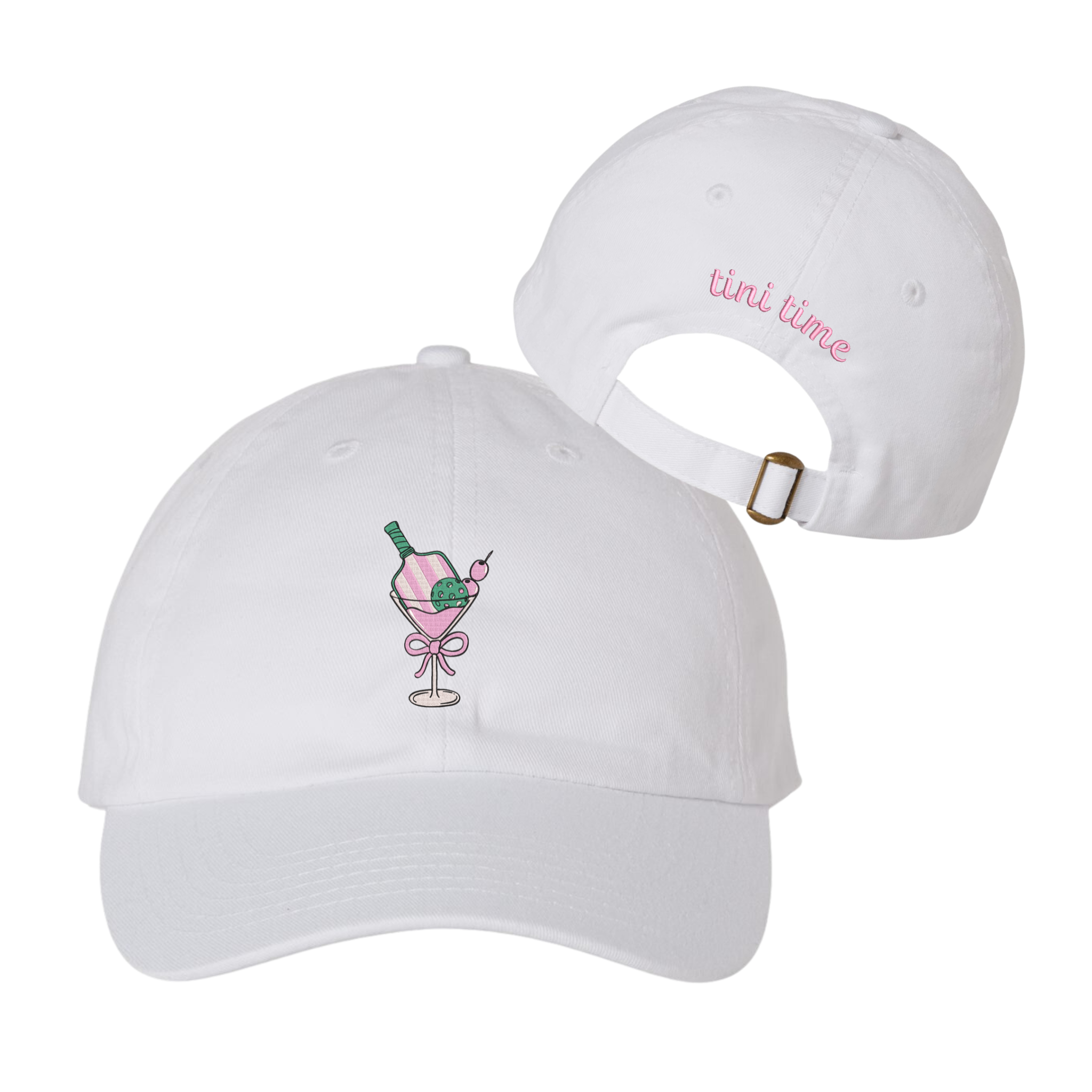 Pickle Ball Martini & Tini Time, Spritz Glass Embroidered Dad Hat