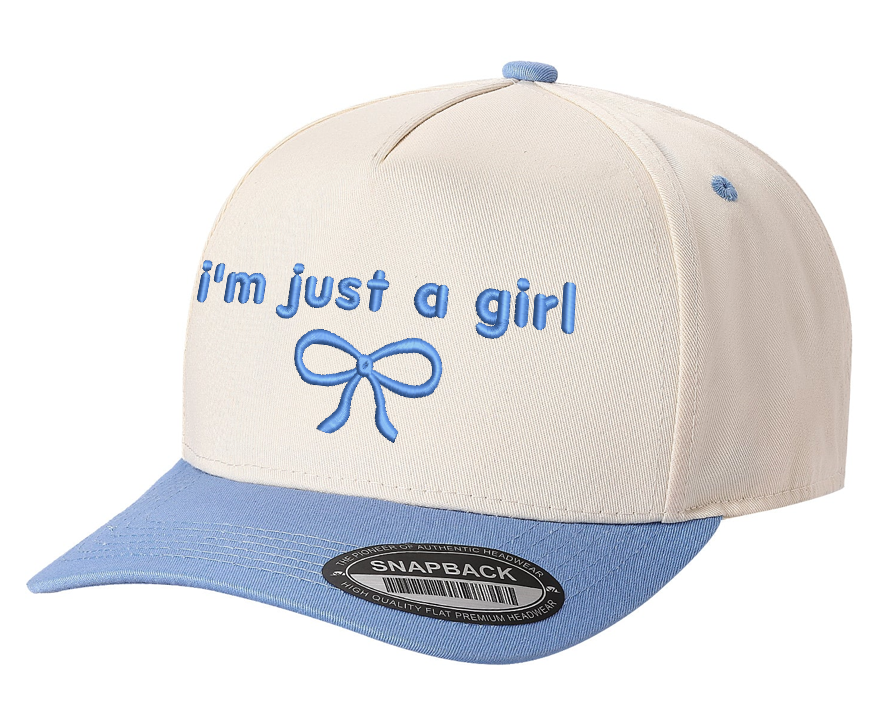 I'm Just A Girl Baby Pink Bow Embroidered Baseball Hat