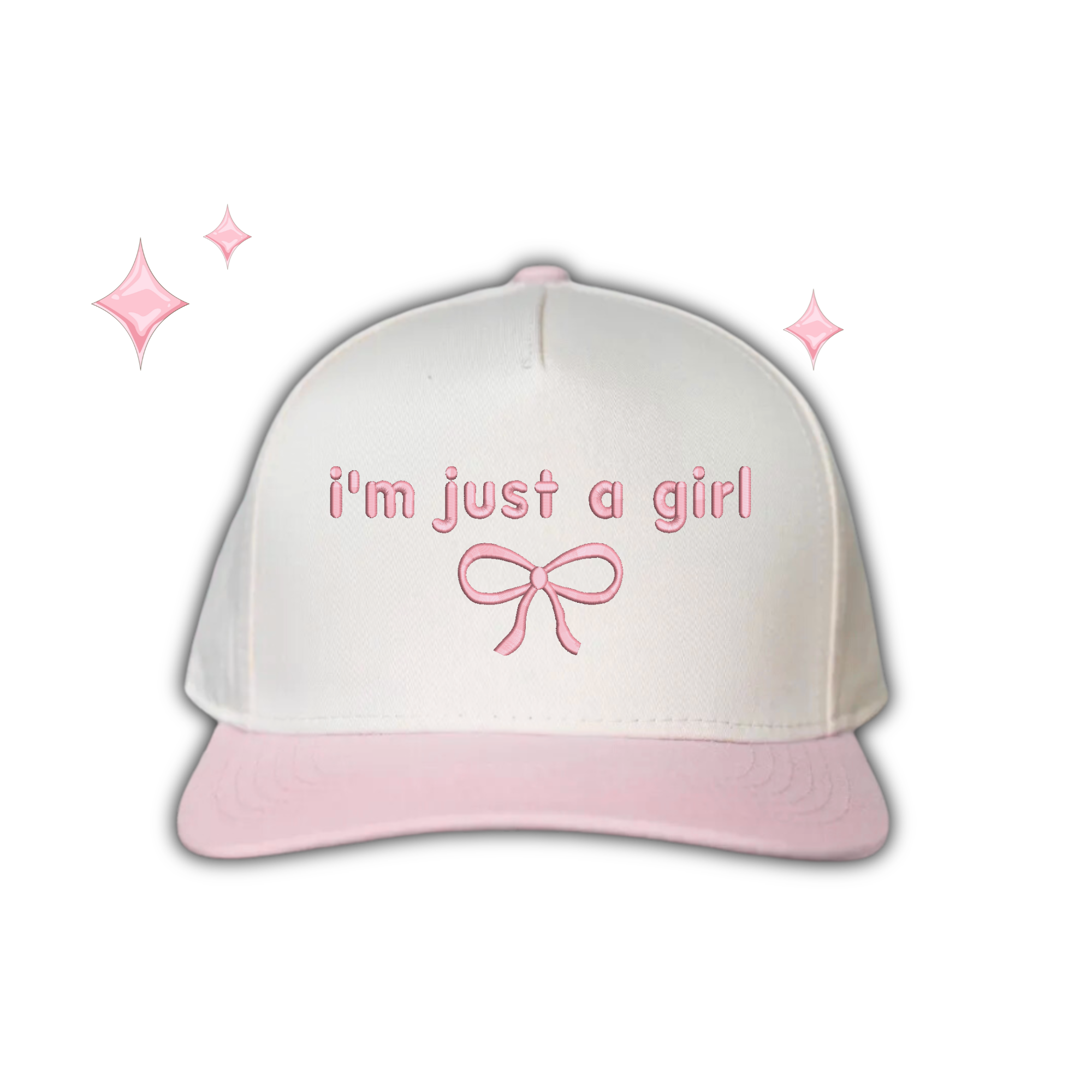 I'm Just A Girl Baby Pink Bow Embroidered Baseball Hat