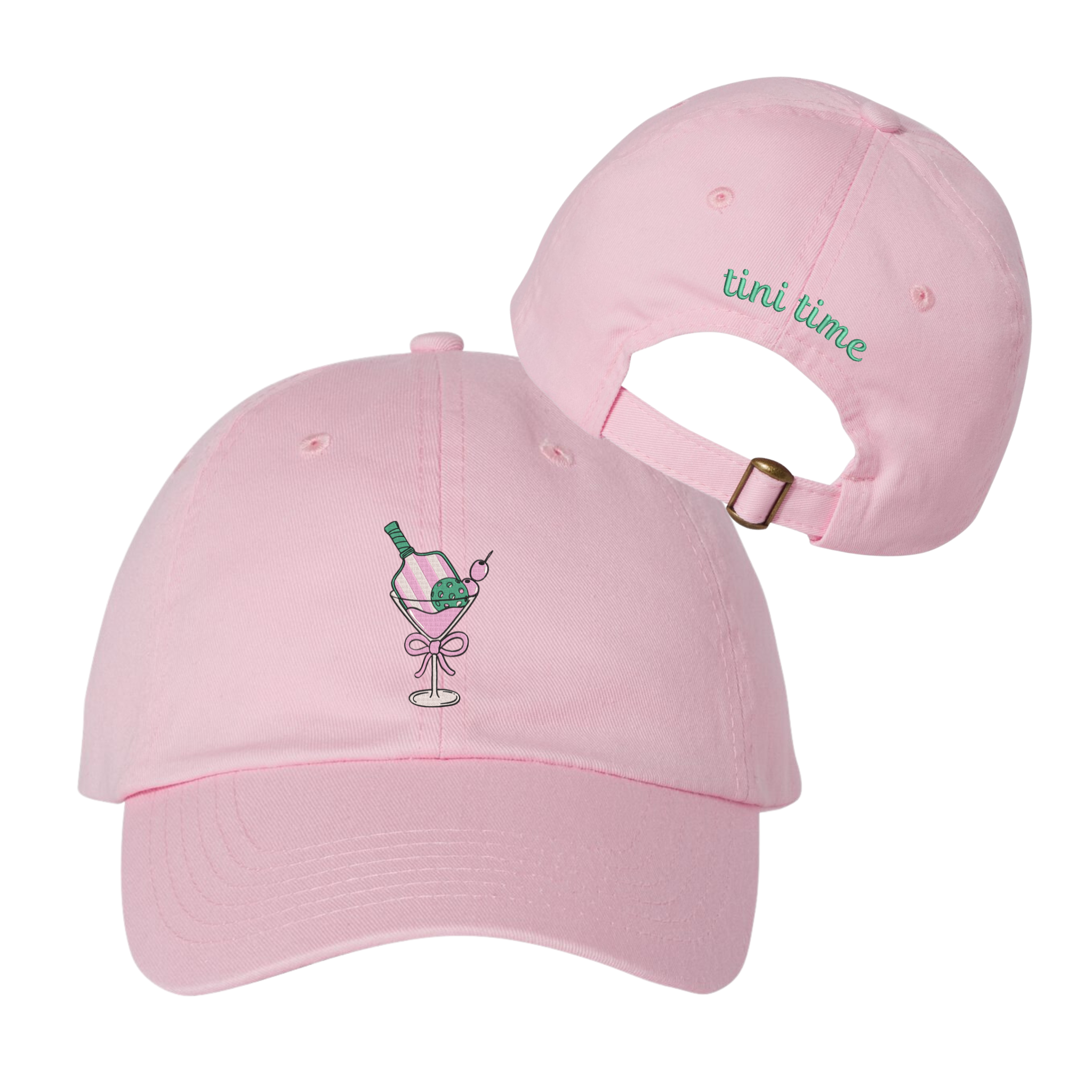 Pickle Ball Martini & Tini Time, Spritz Glass Embroidered Dad Hat