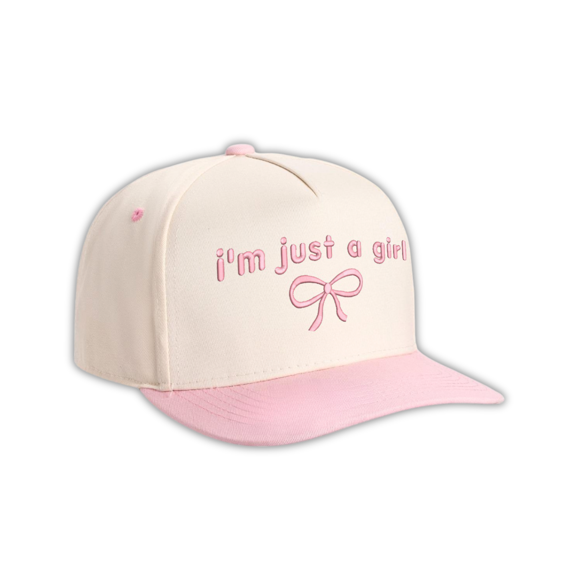 I'm Just A Girl Baby Pink Bow Embroidered Baseball Hat