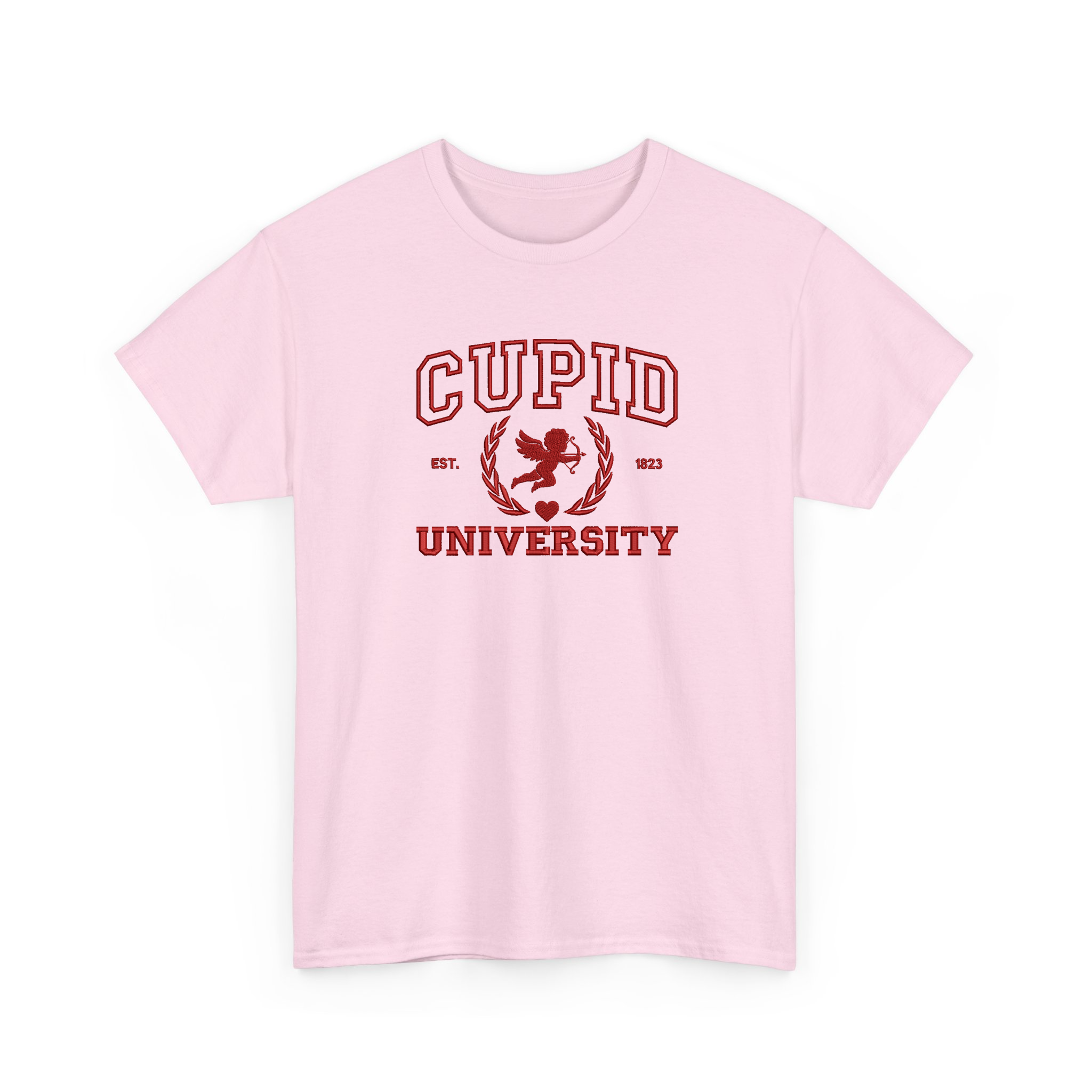 Valentine's Day Cupid University Embroidered T-shirt, Sweatshirt For Couple