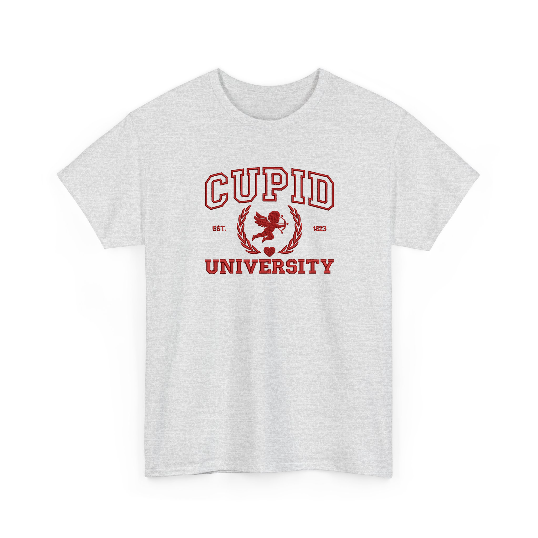 Valentine's Day Cupid University Embroidered T-shirt, Sweatshirt For Couple