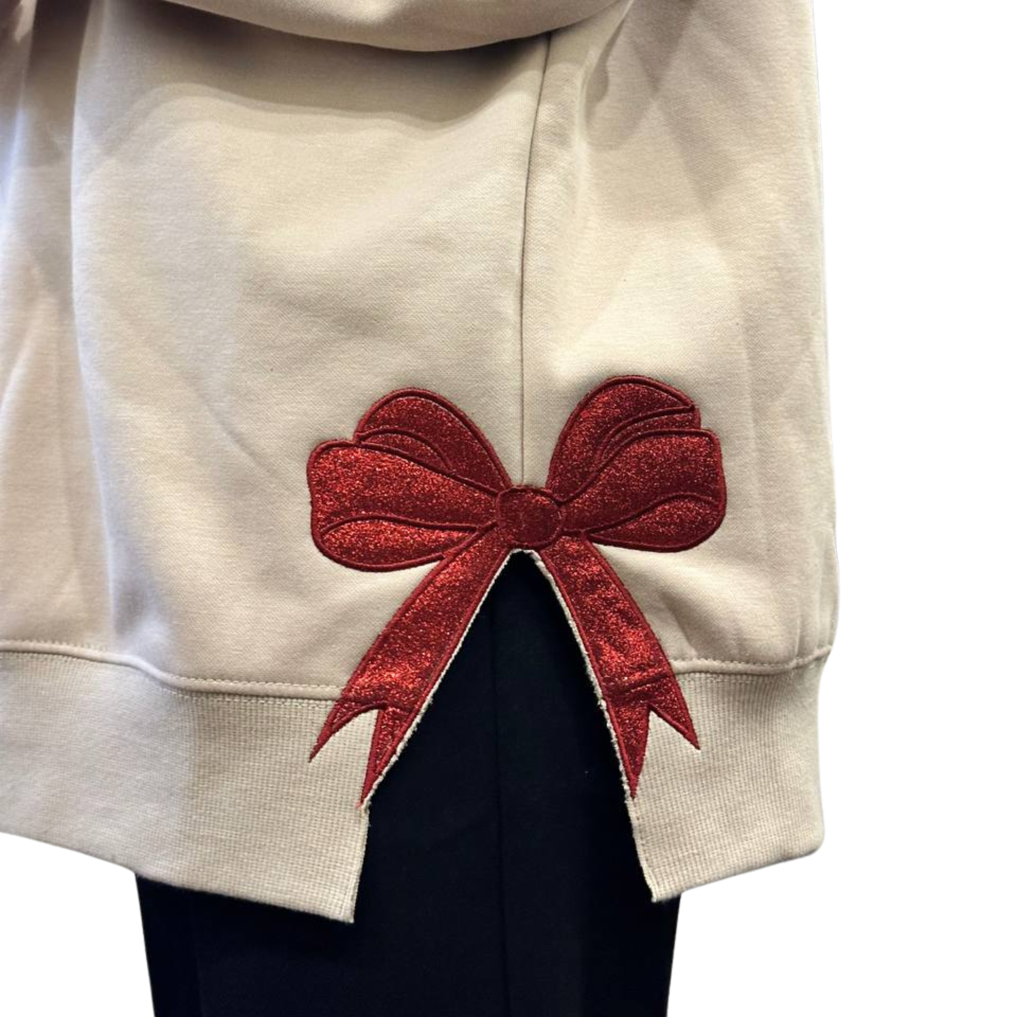 2-Side Bow Blink Glitter Appliqué Embroidered Sweatshirt