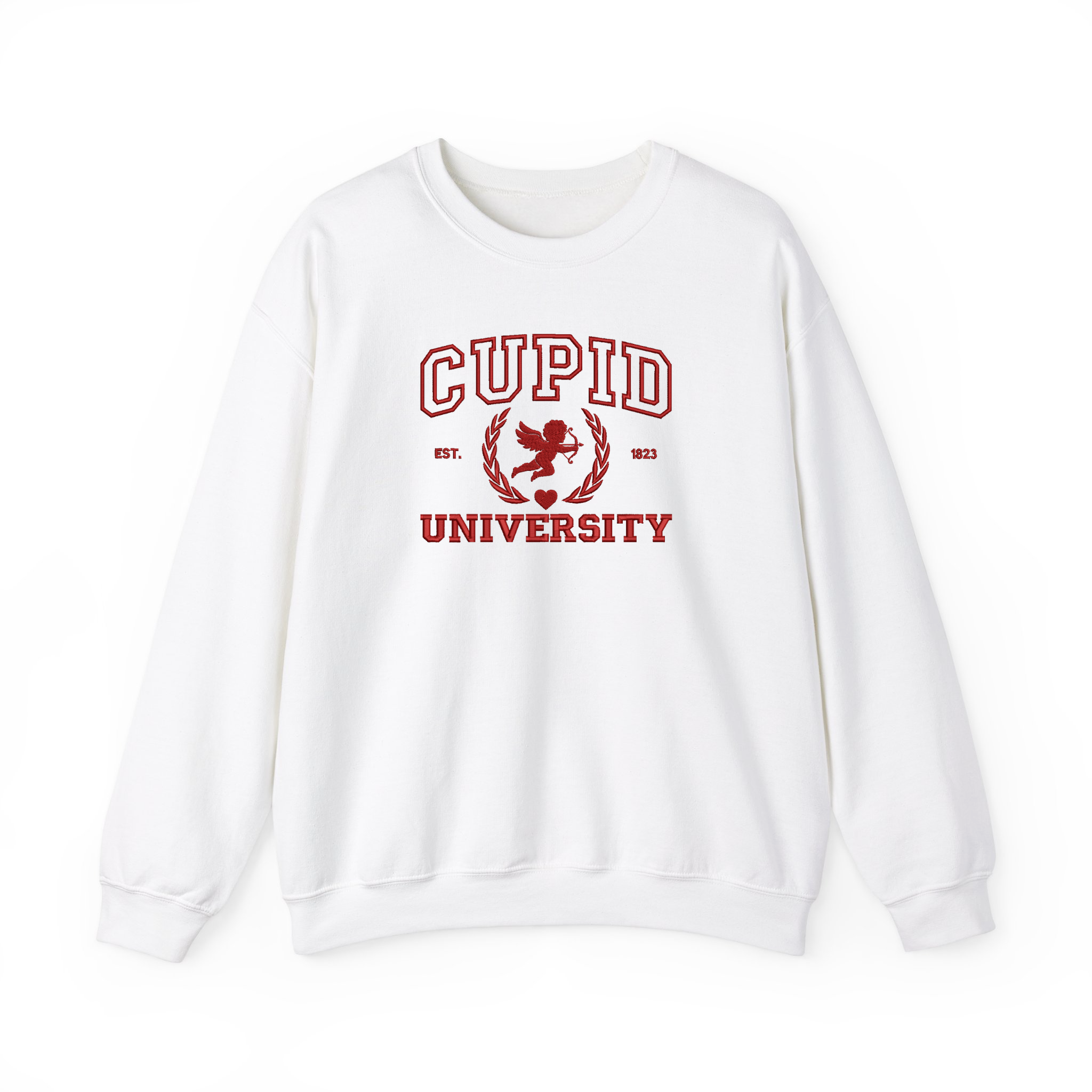 Valentine's Day Cupid University Embroidered T-shirt, Sweatshirt For Couple