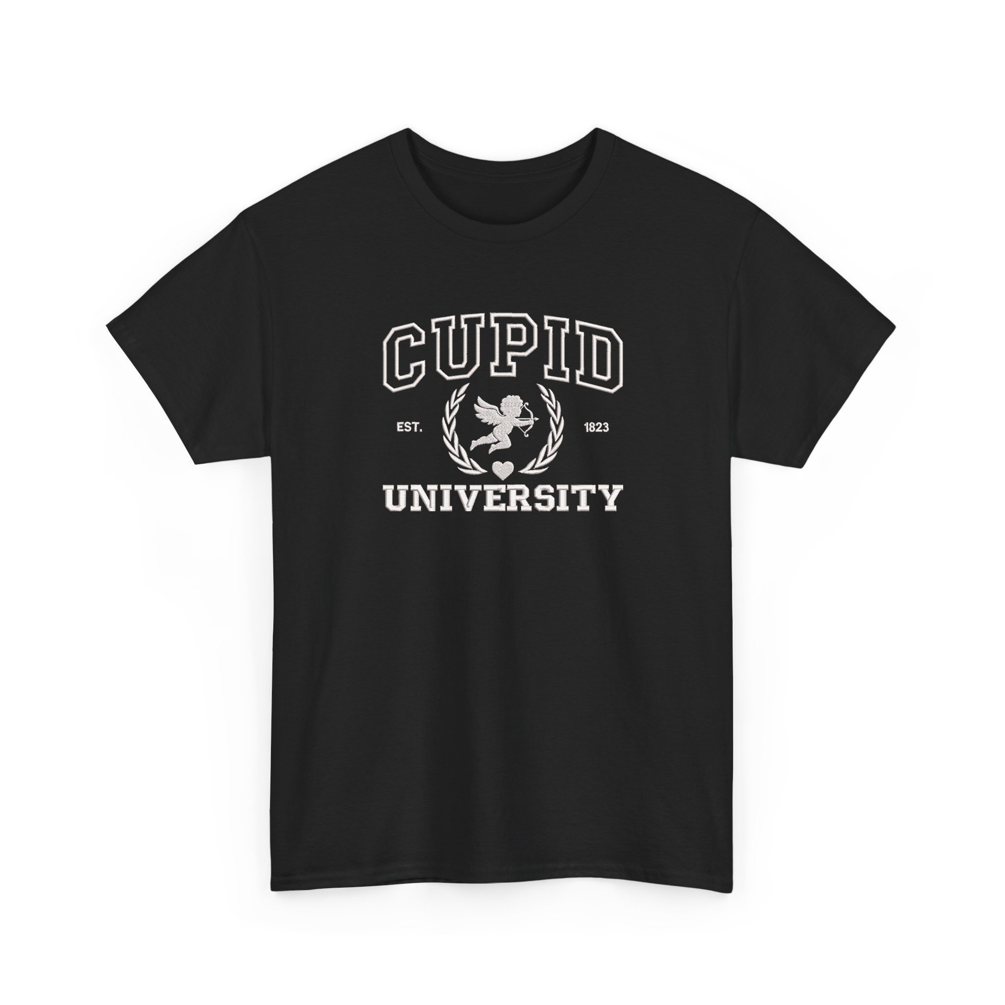 Valentine's Day Cupid University Embroidered T-shirt, Sweatshirt For Couple