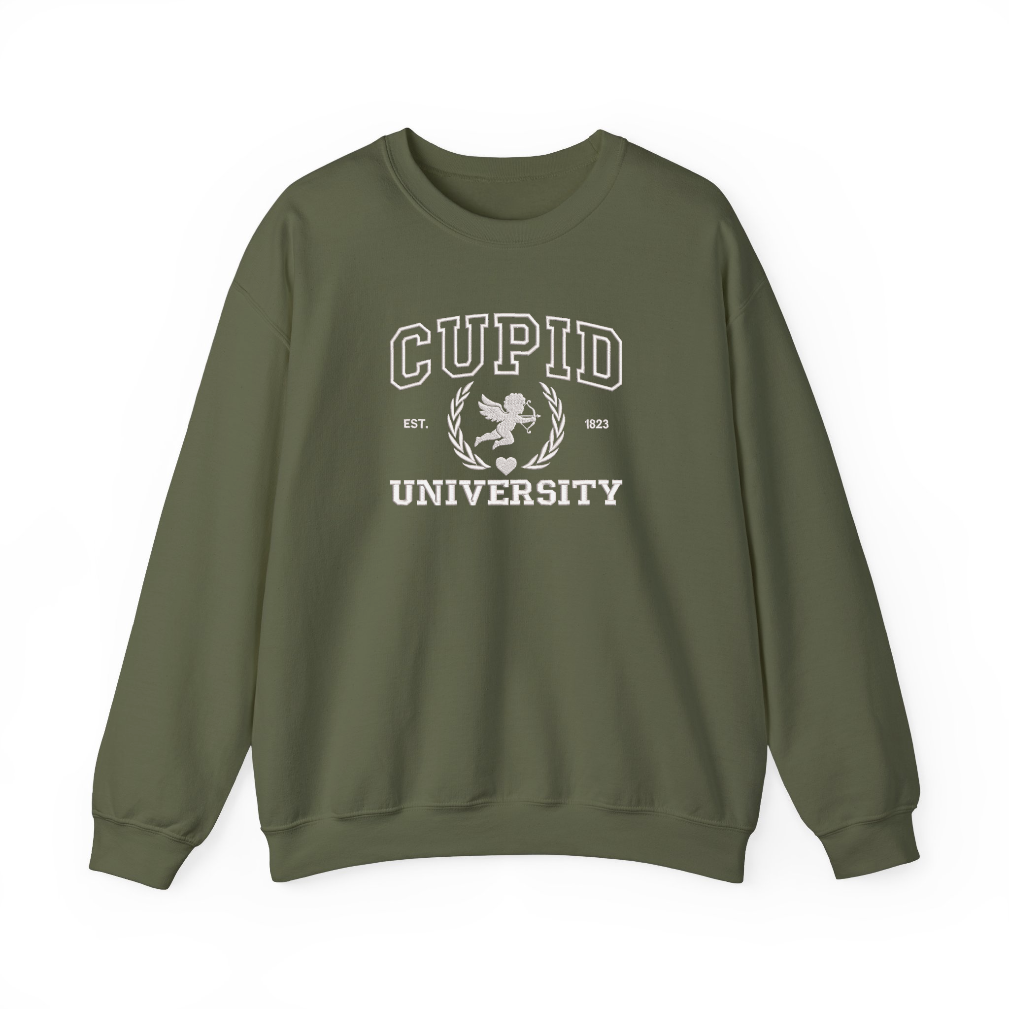 Valentine's Day Cupid University Embroidered T-shirt, Sweatshirt For Couple