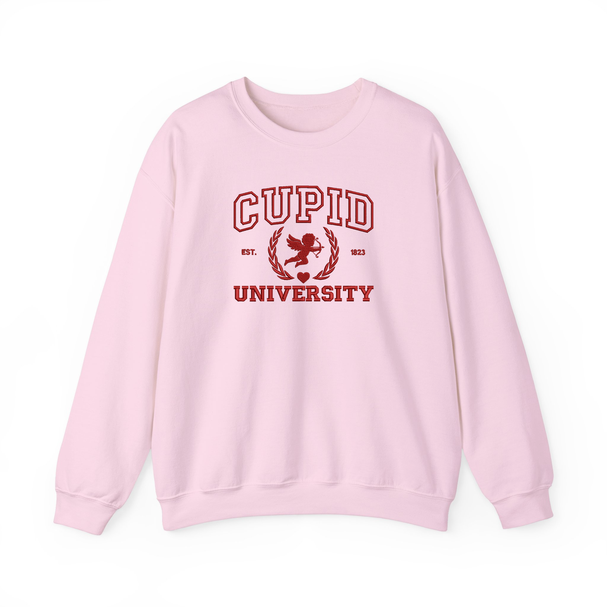 Valentine's Day Cupid University Embroidered T-shirt, Sweatshirt For Couple