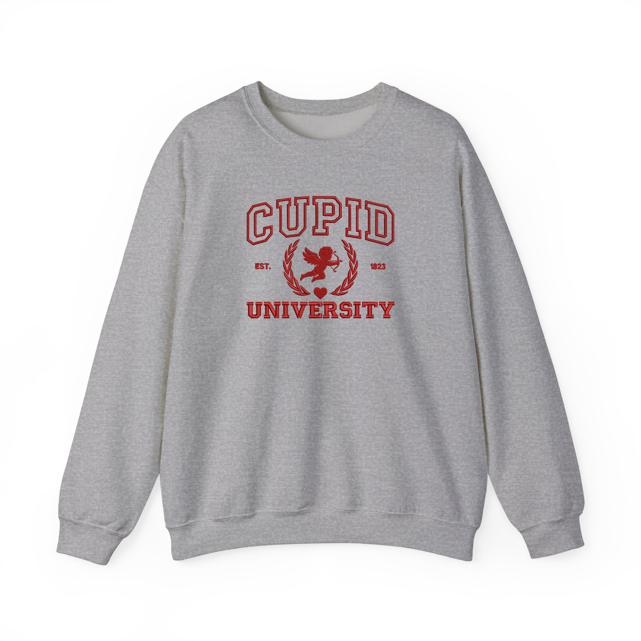 Valentine's Day Cupid University Embroidered T-shirt, Sweatshirt For Couple