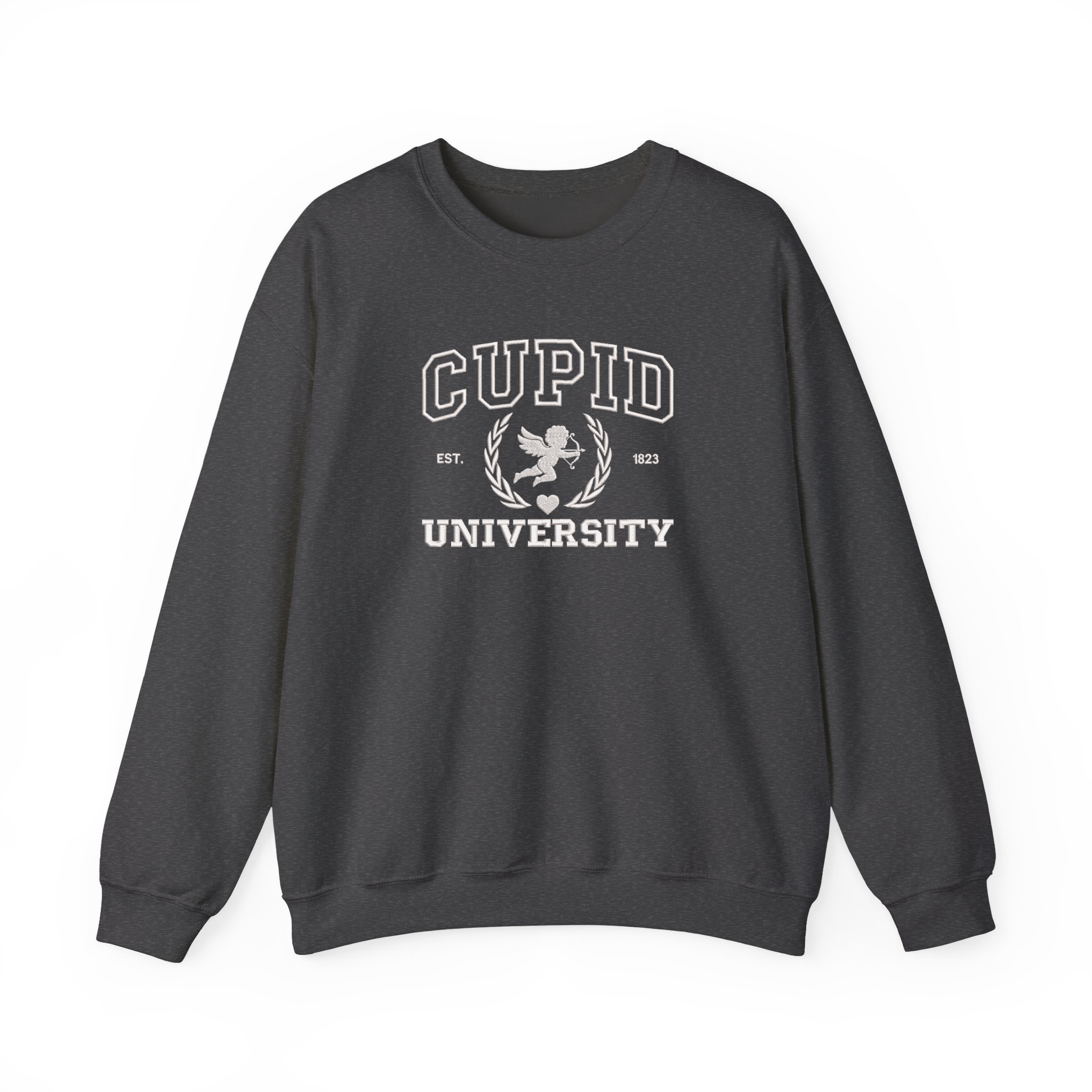 Valentine's Day Cupid University Embroidered T-shirt, Sweatshirt For Couple