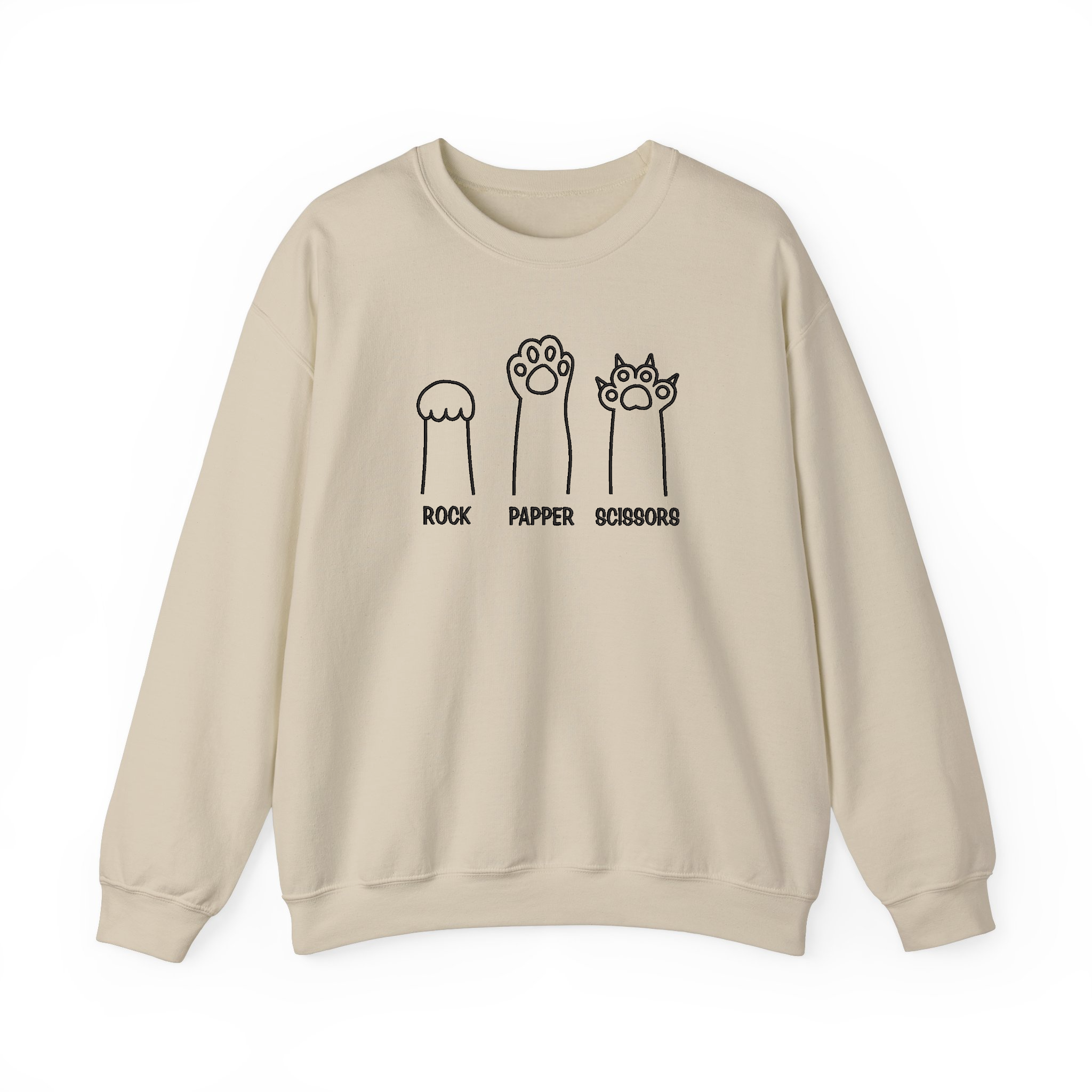 Funny Cat Paw Rock Paper Scissors Embroidered Sweatshirt