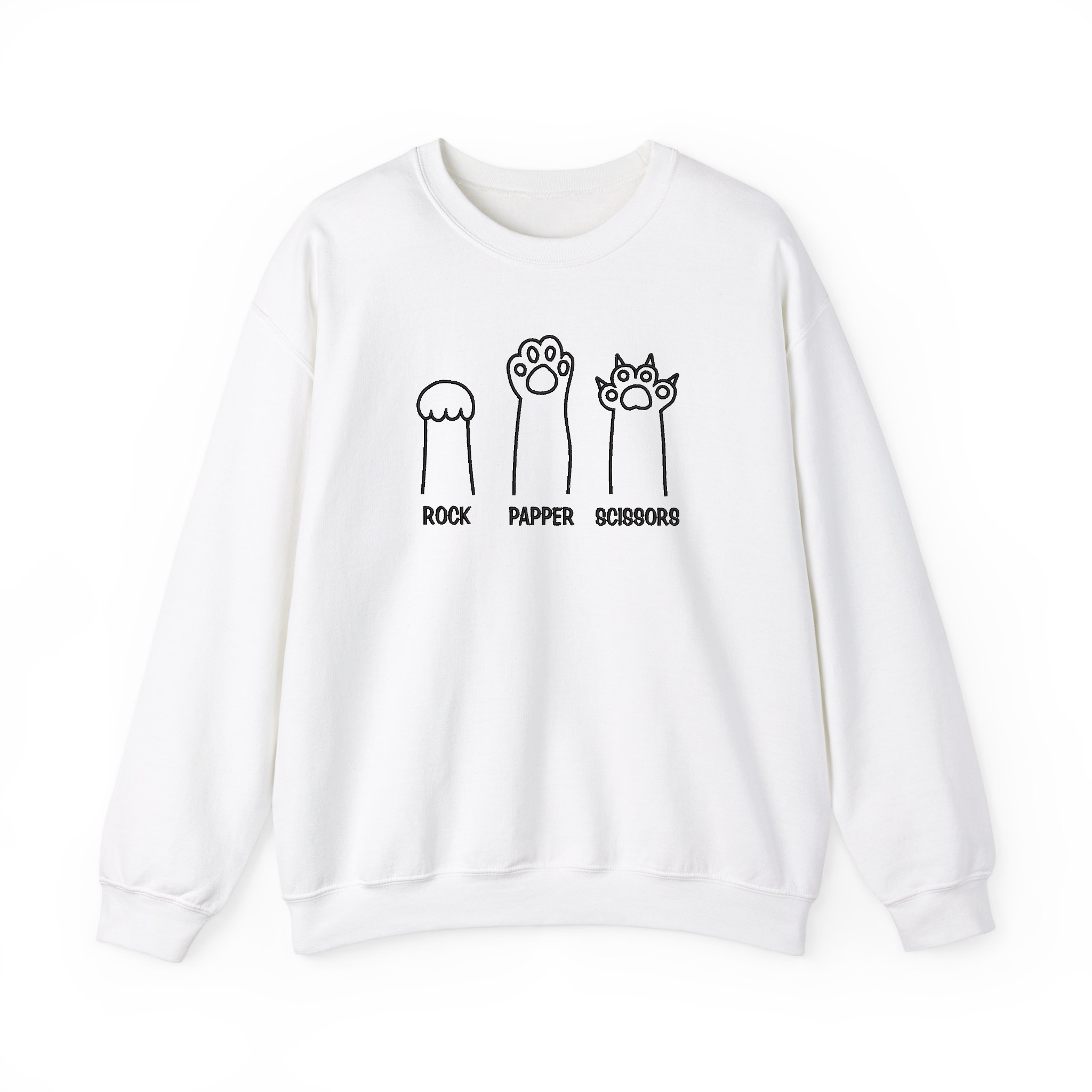 Funny Cat Paw Rock Paper Scissors Embroidered Sweatshirt