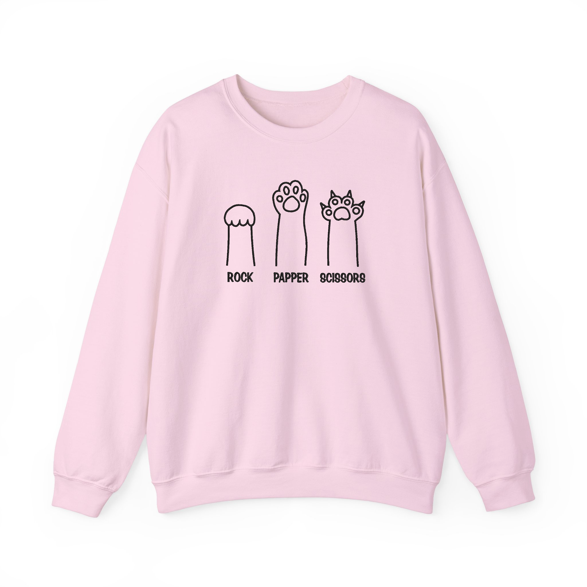Funny Cat Paw Rock Paper Scissors Embroidered Sweatshirt