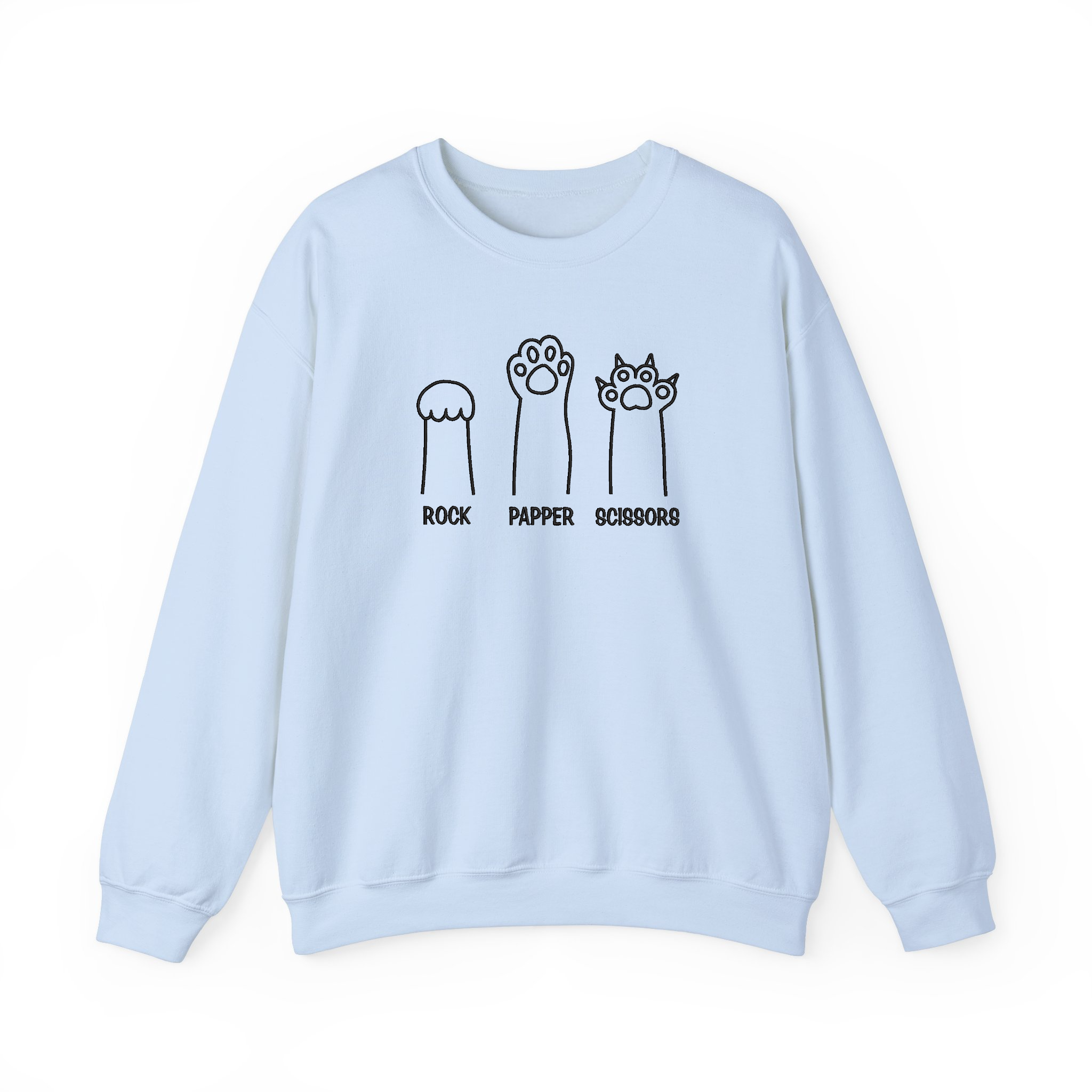 Funny Cat Paw Rock Paper Scissors Embroidered Sweatshirt