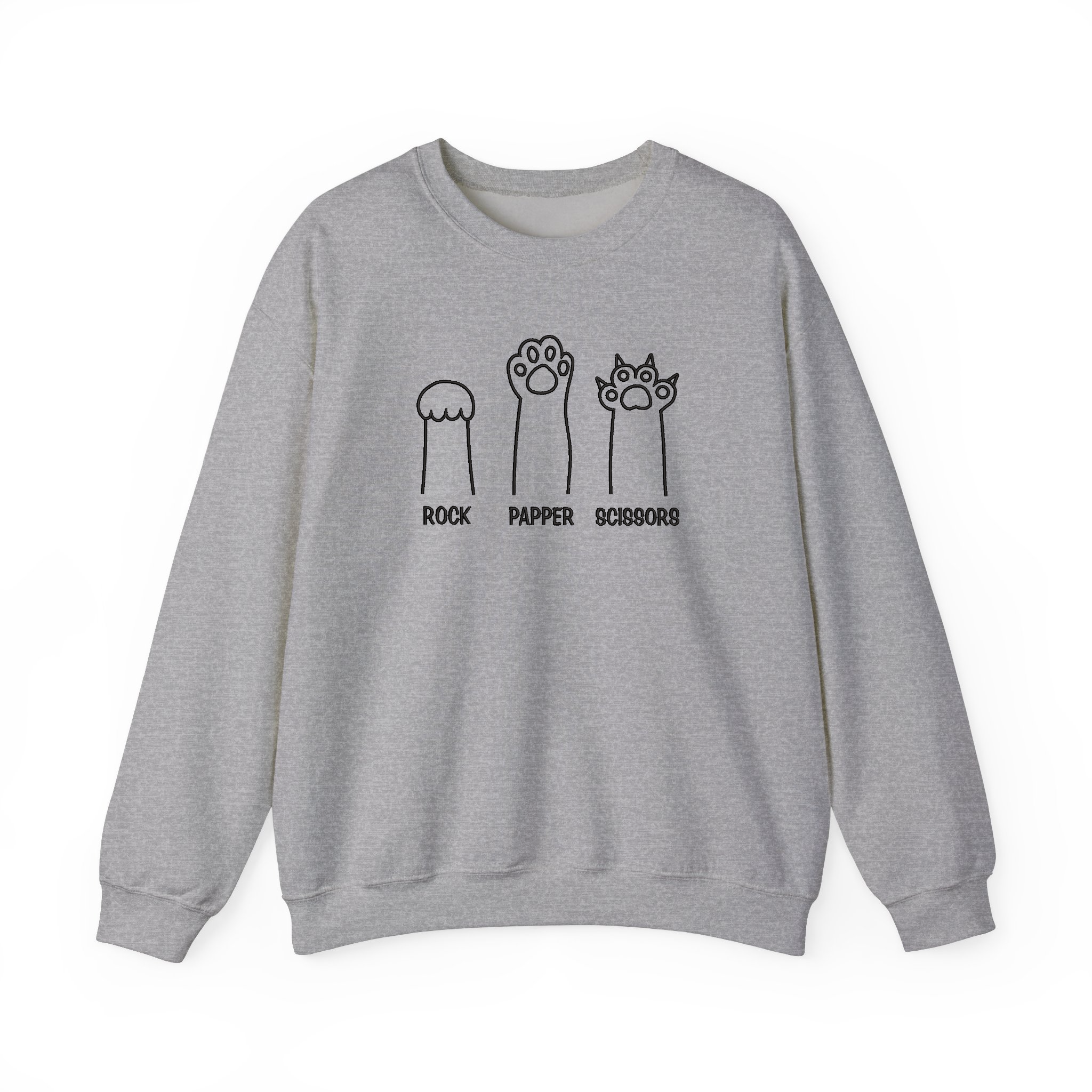 Funny Cat Paw Rock Paper Scissors Embroidered Sweatshirt