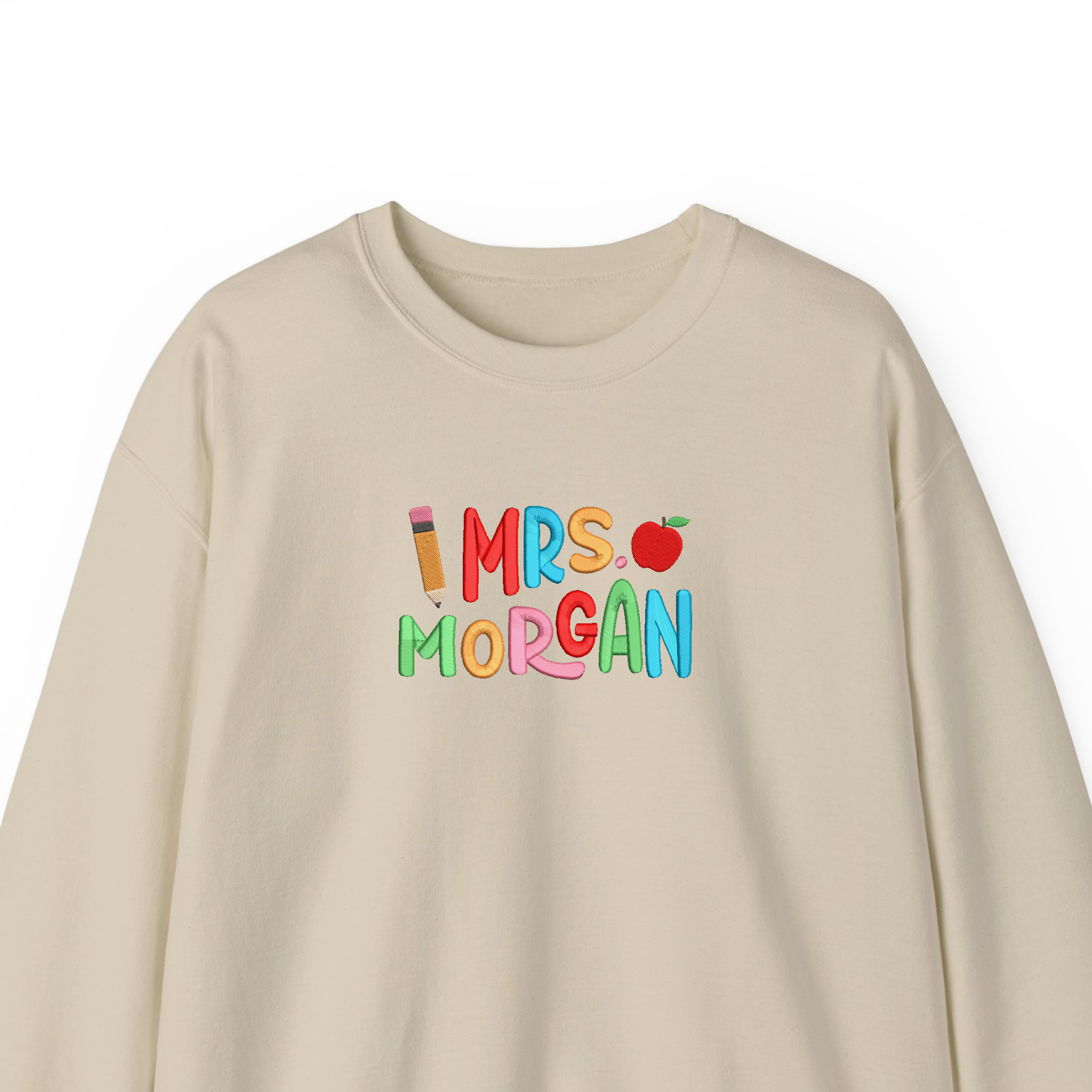 Personalized Teacher Name Groovy Embroidered Sweatshirt