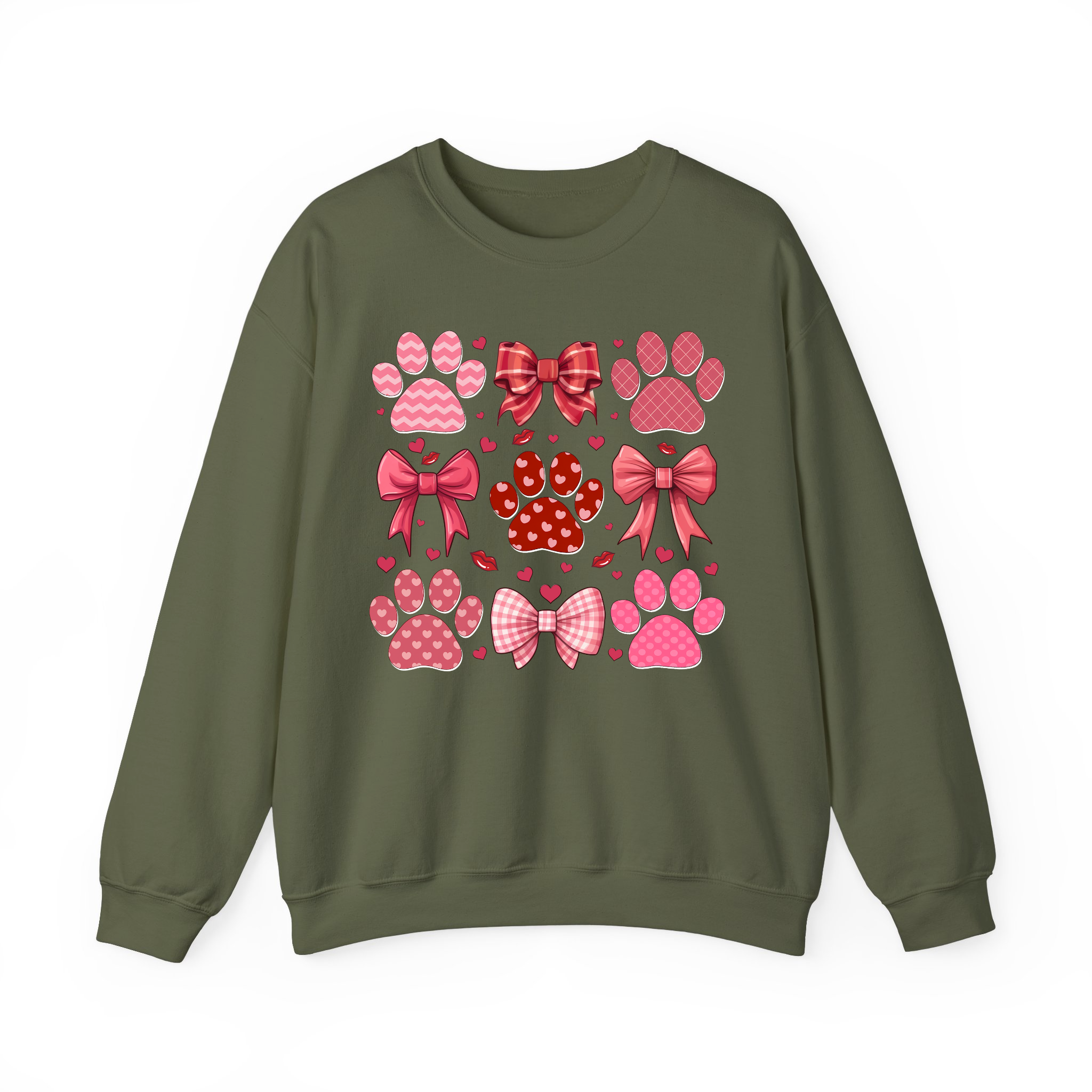 Dog Paw Valentine Coquette and Heart T-shirt, Sweatshirt