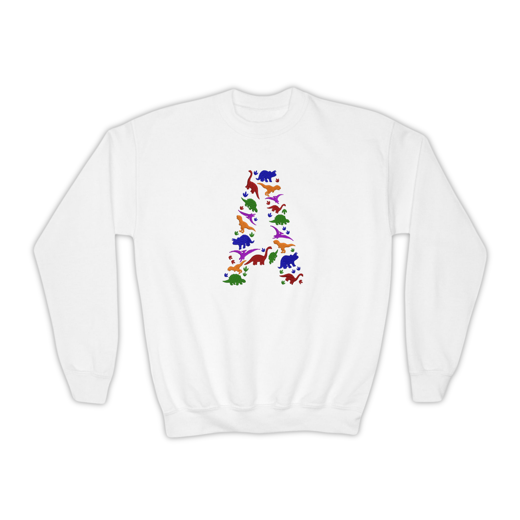 Personalized Initial Dinosaur Theme Embroidered Kid/Youth Sweatshirt