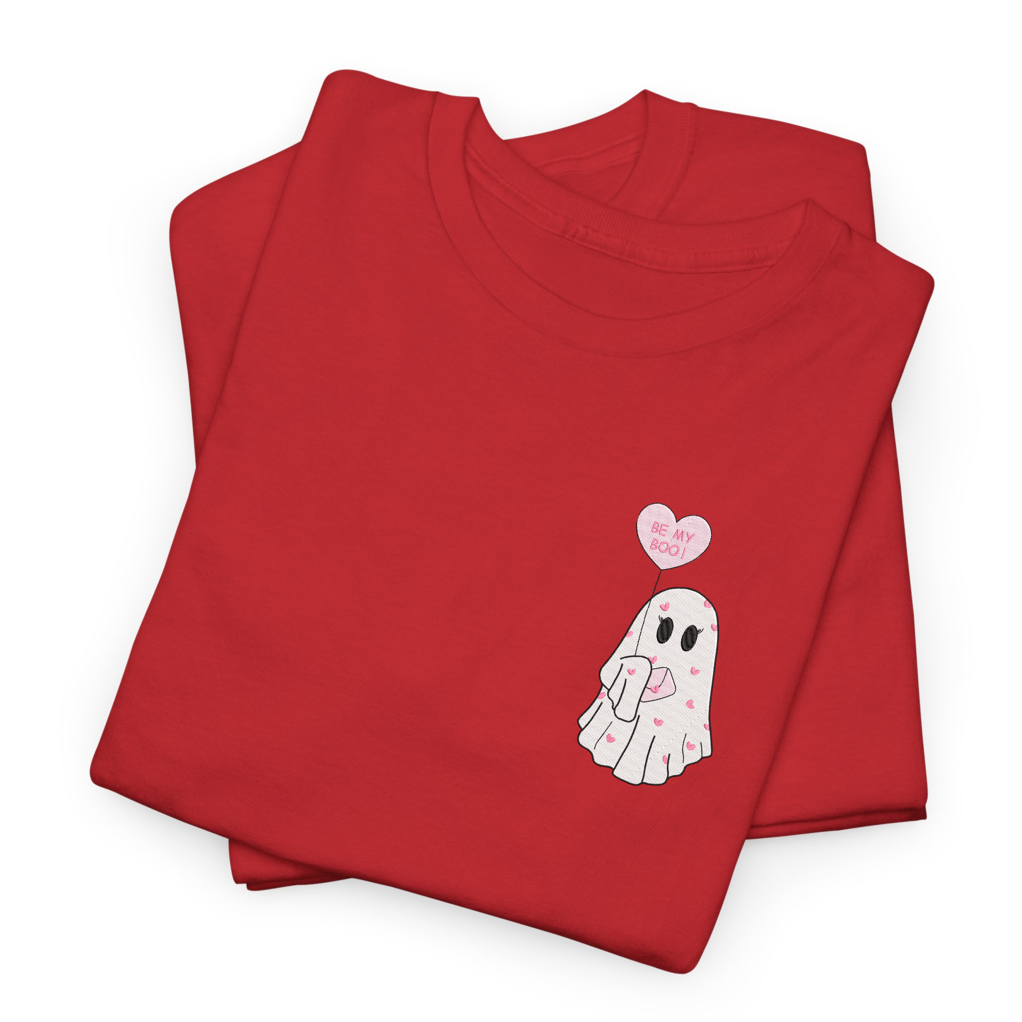 Be My Boo Cute Valentine Ghost Embroidered T-shirt, Sweatshirt