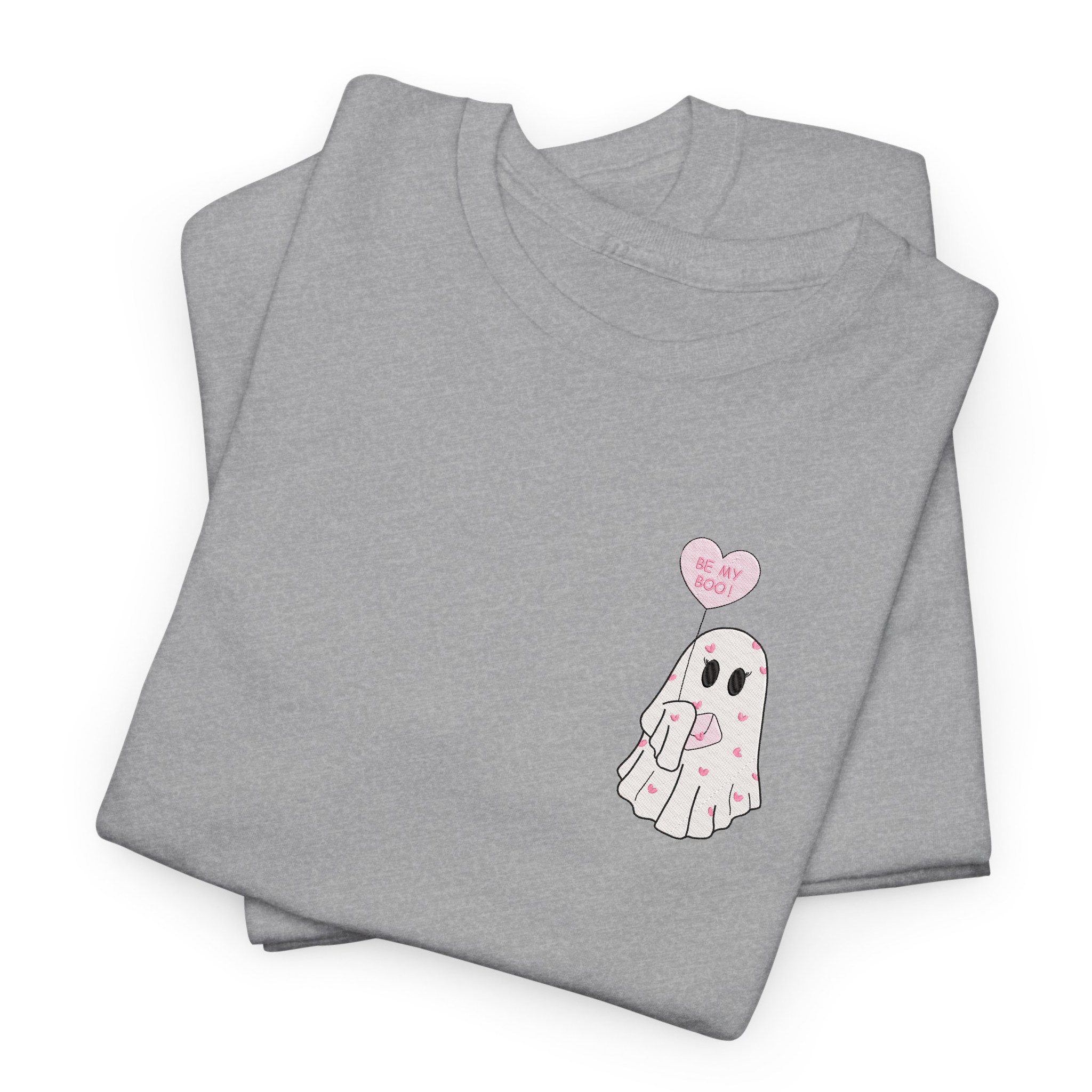 Be My Boo Cute Valentine Ghost Embroidered T-shirt, Sweatshirt