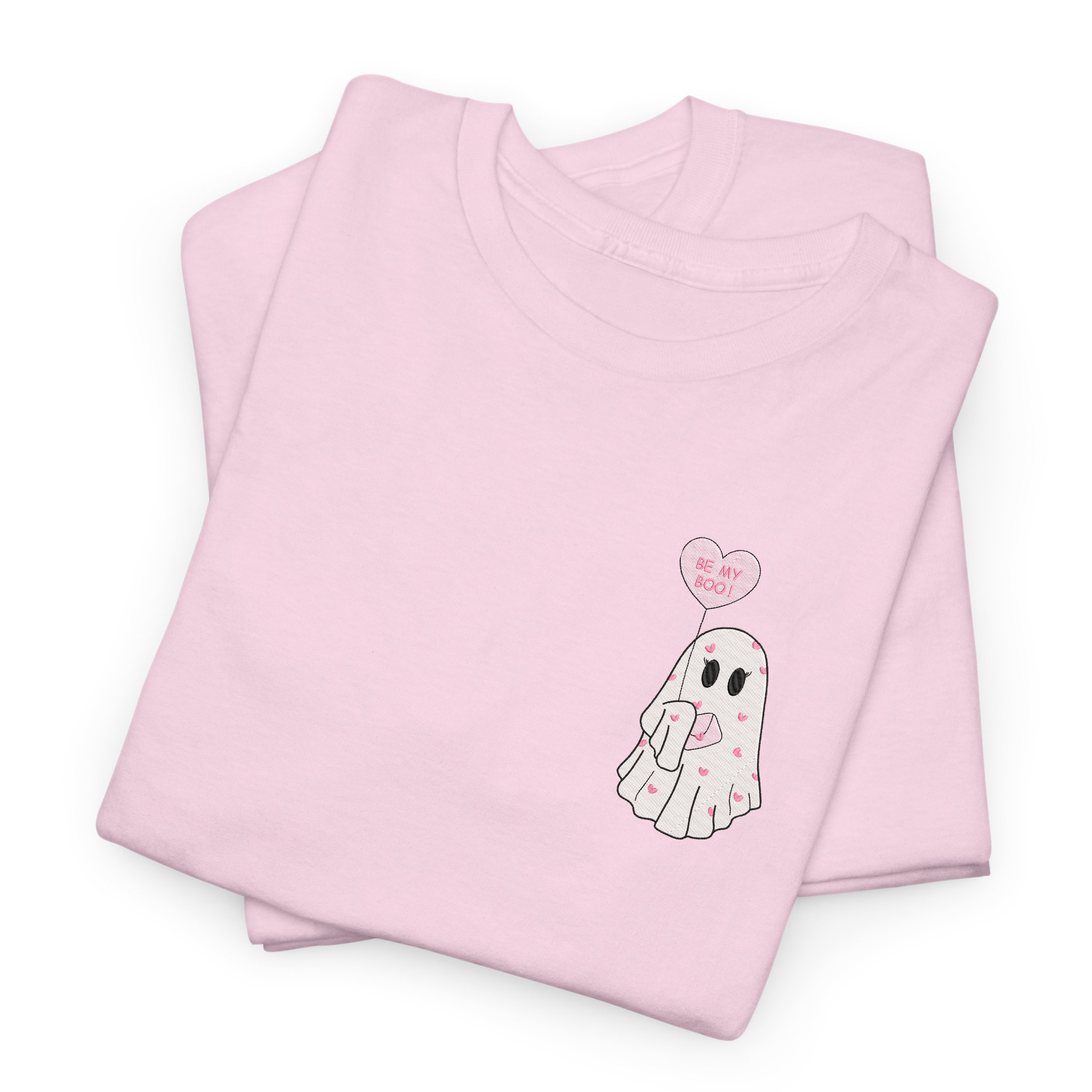 Be My Boo Cute Valentine Ghost Embroidered T-shirt, Sweatshirt