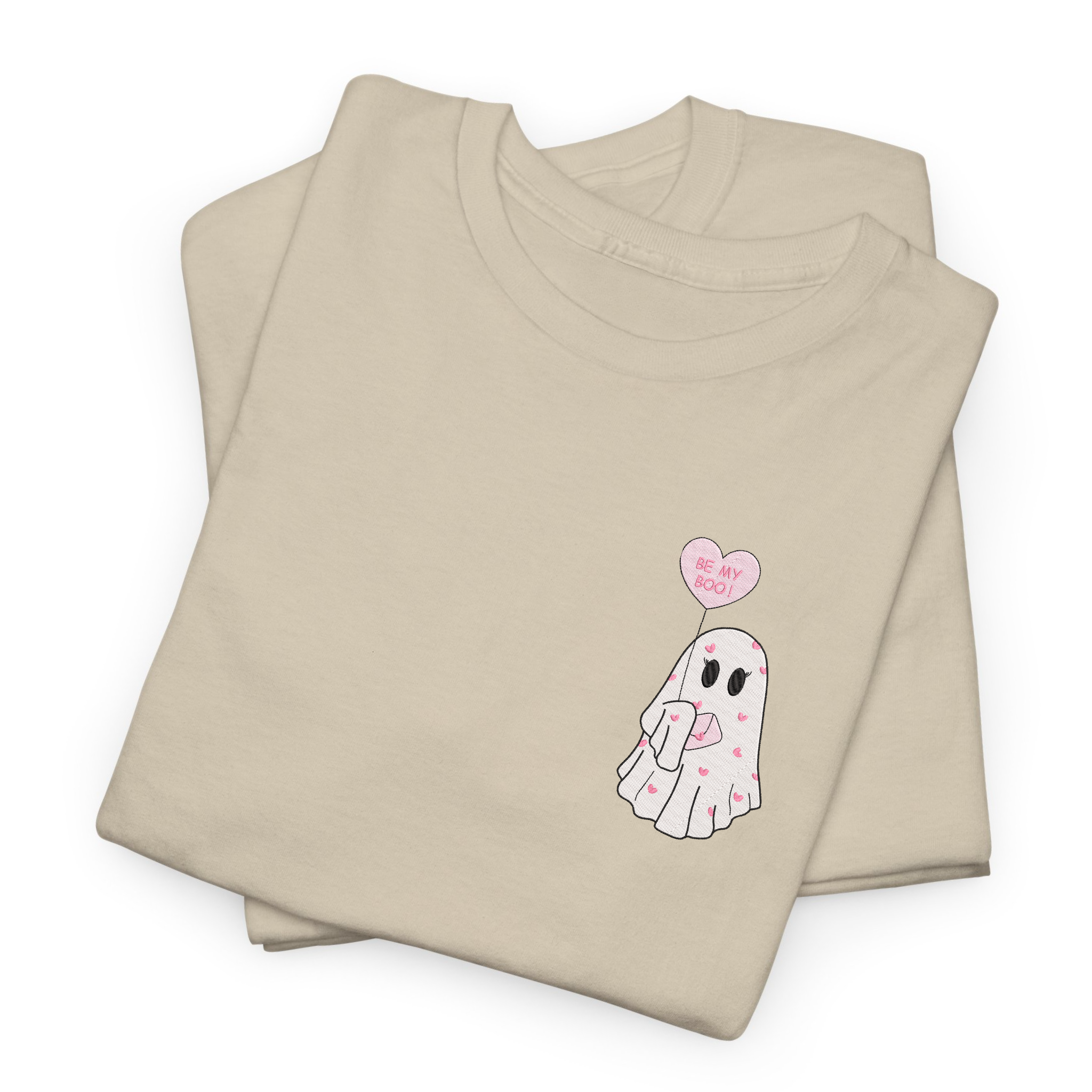 Be My Boo Cute Valentine Ghost Embroidered T-shirt, Sweatshirt