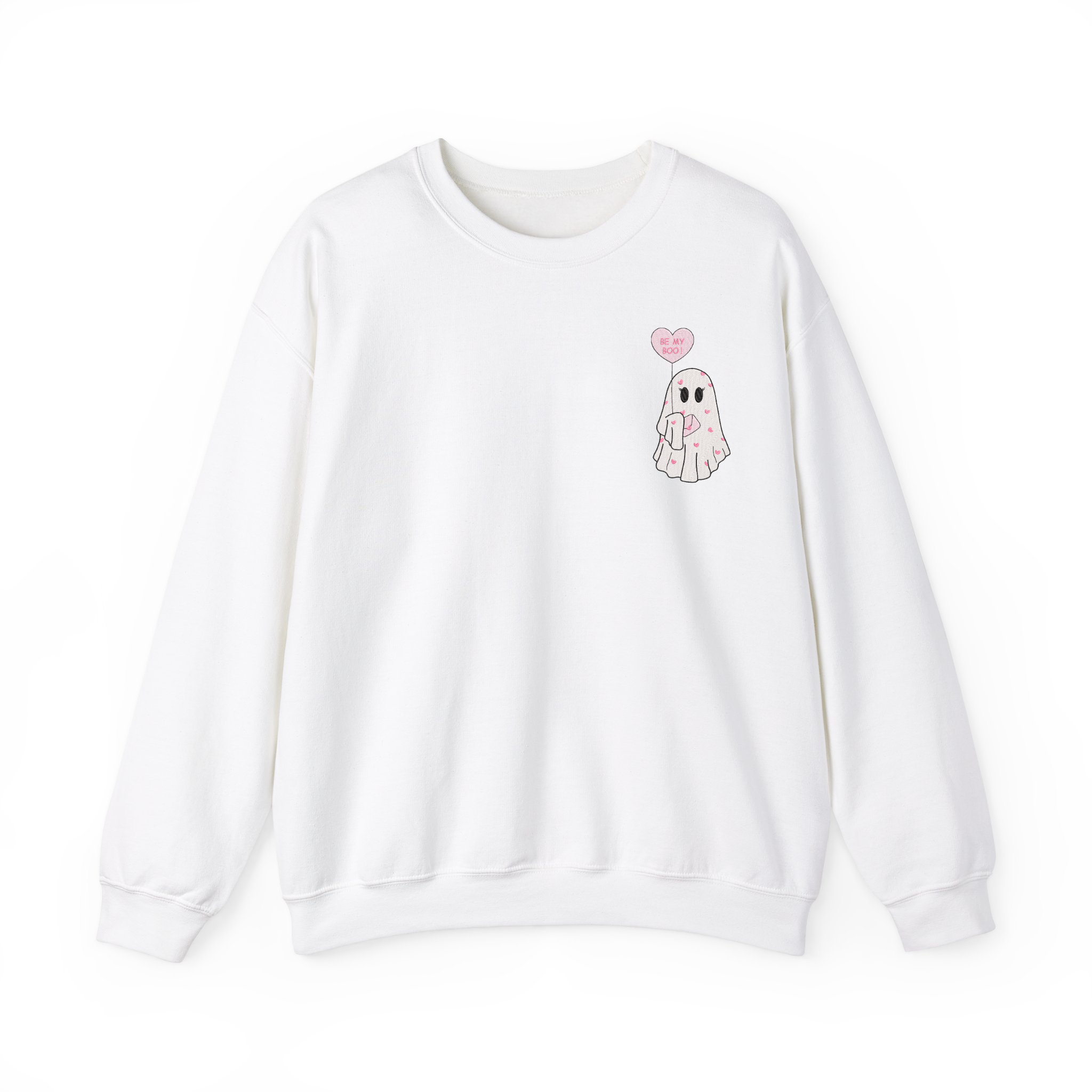 Be My Boo Cute Valentine Ghost Embroidered T-shirt, Sweatshirt