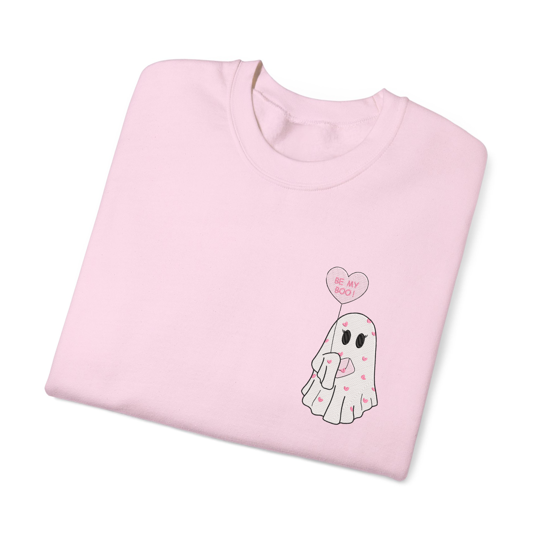 Be My Boo Cute Valentine Ghost Embroidered T-shirt, Sweatshirt