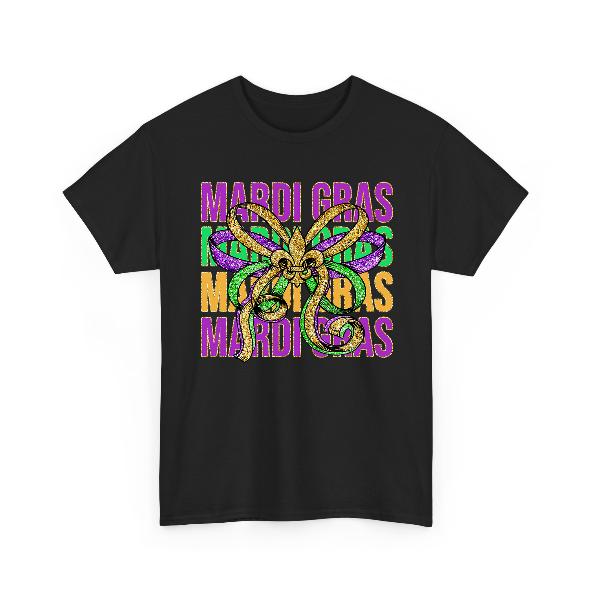 Glitter Mardi Gras Coquette Bow Festival T-shirt